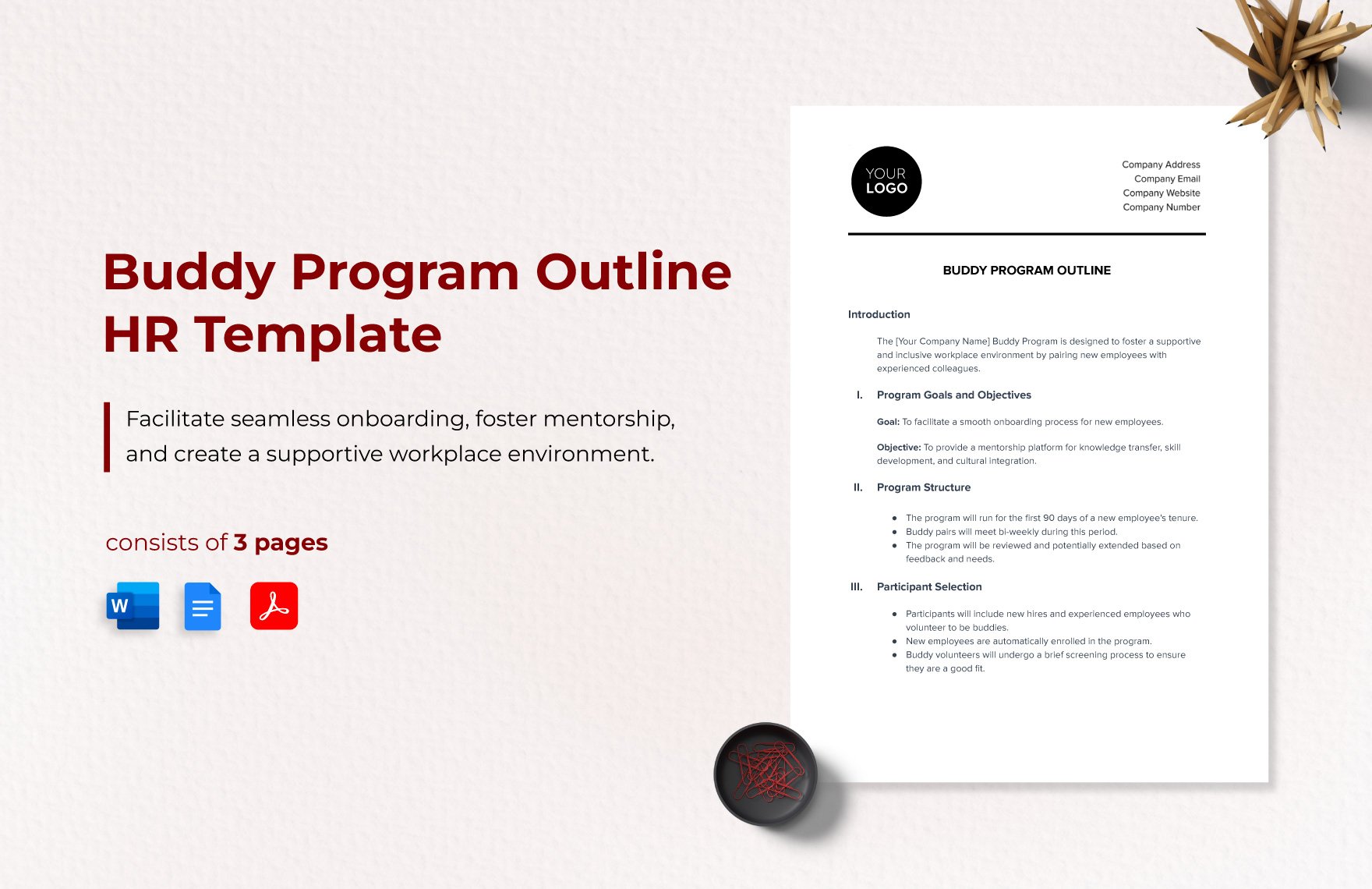 Buddy Program Outline HR Template in Word, Google Docs, PDF