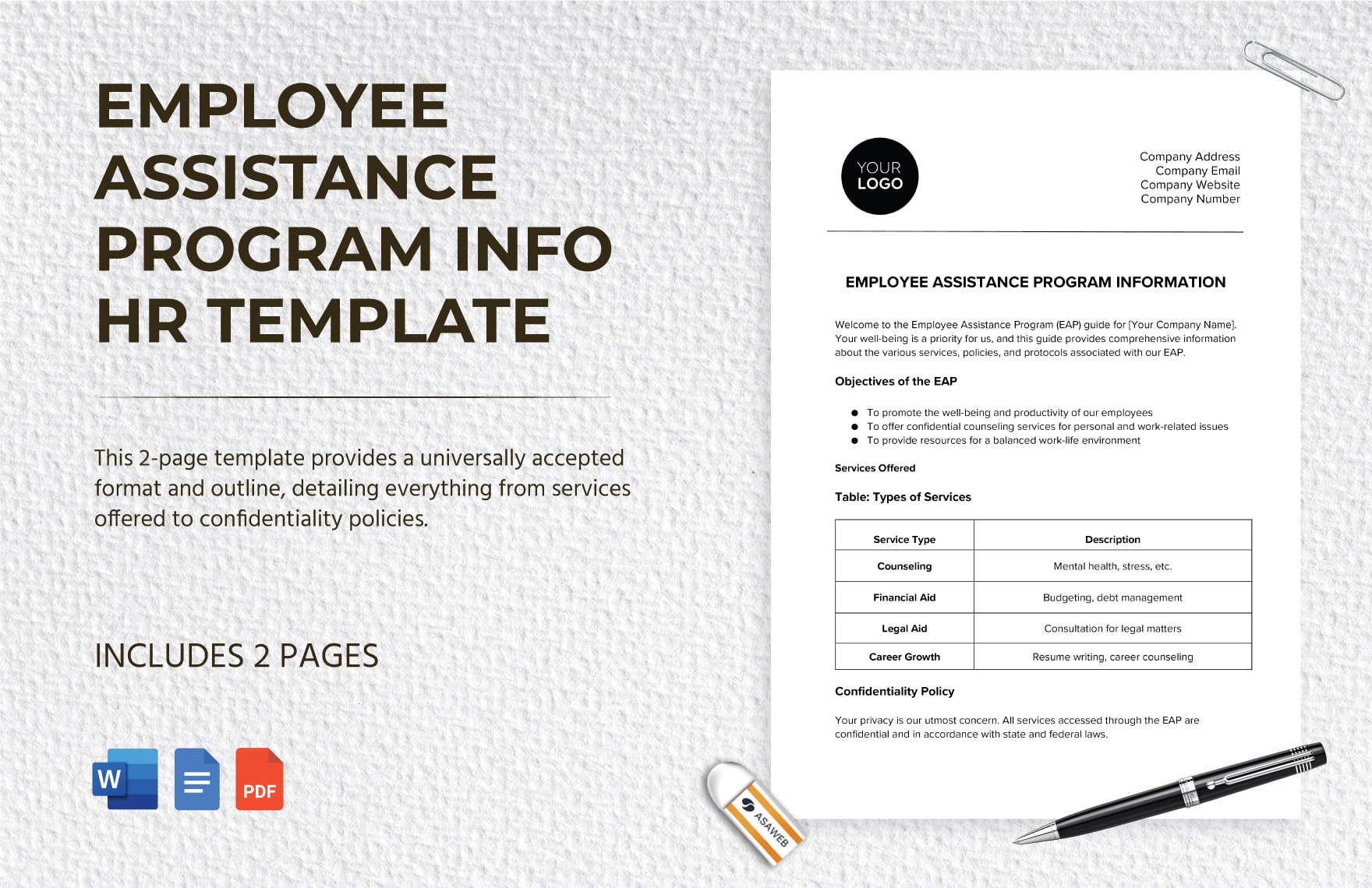 Employee Assistance Program Info HR Template