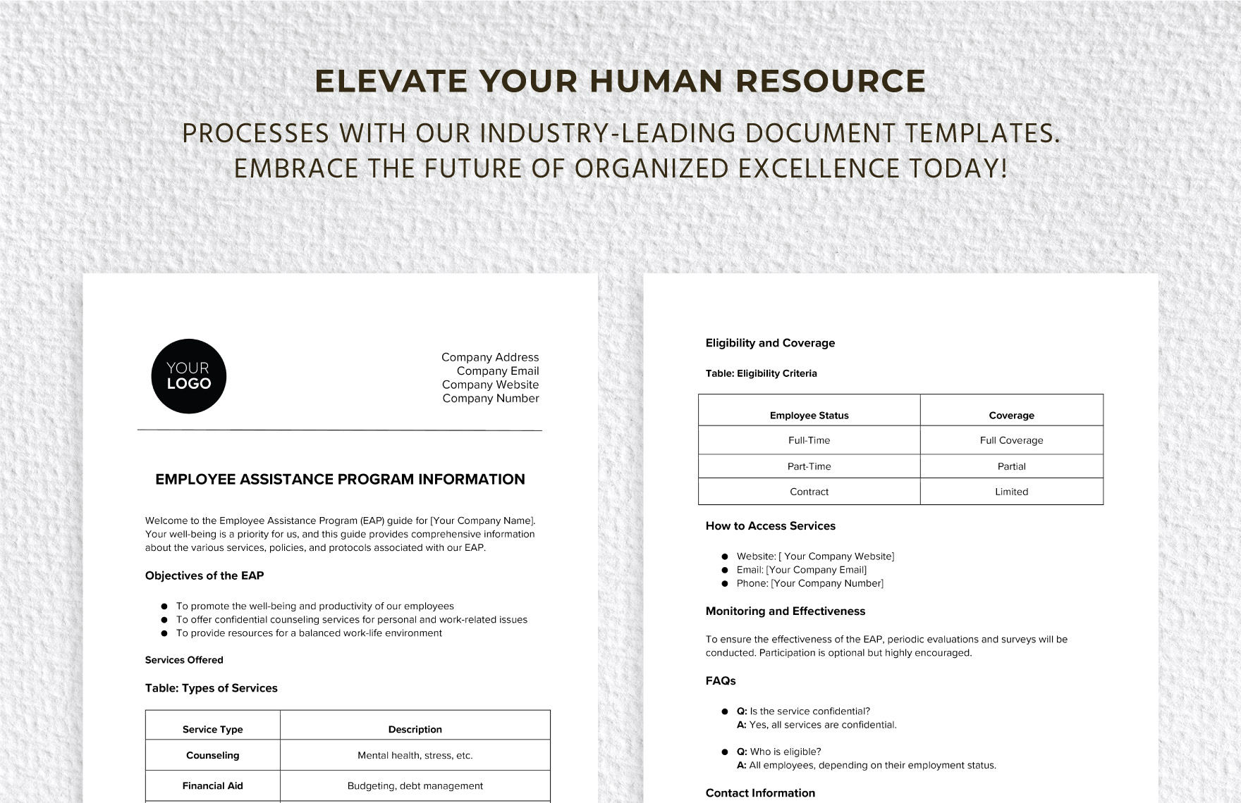 Employee Assistance Program Info HR Template