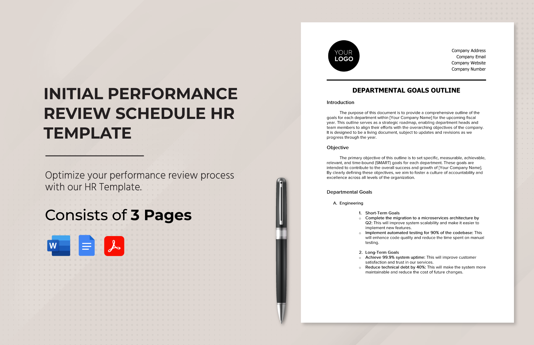 Initial Performance Review Schedule HR Template