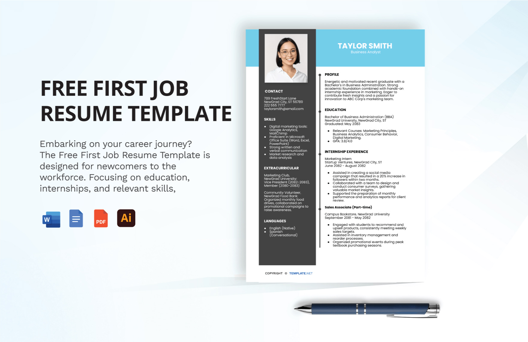 first job resume template free download