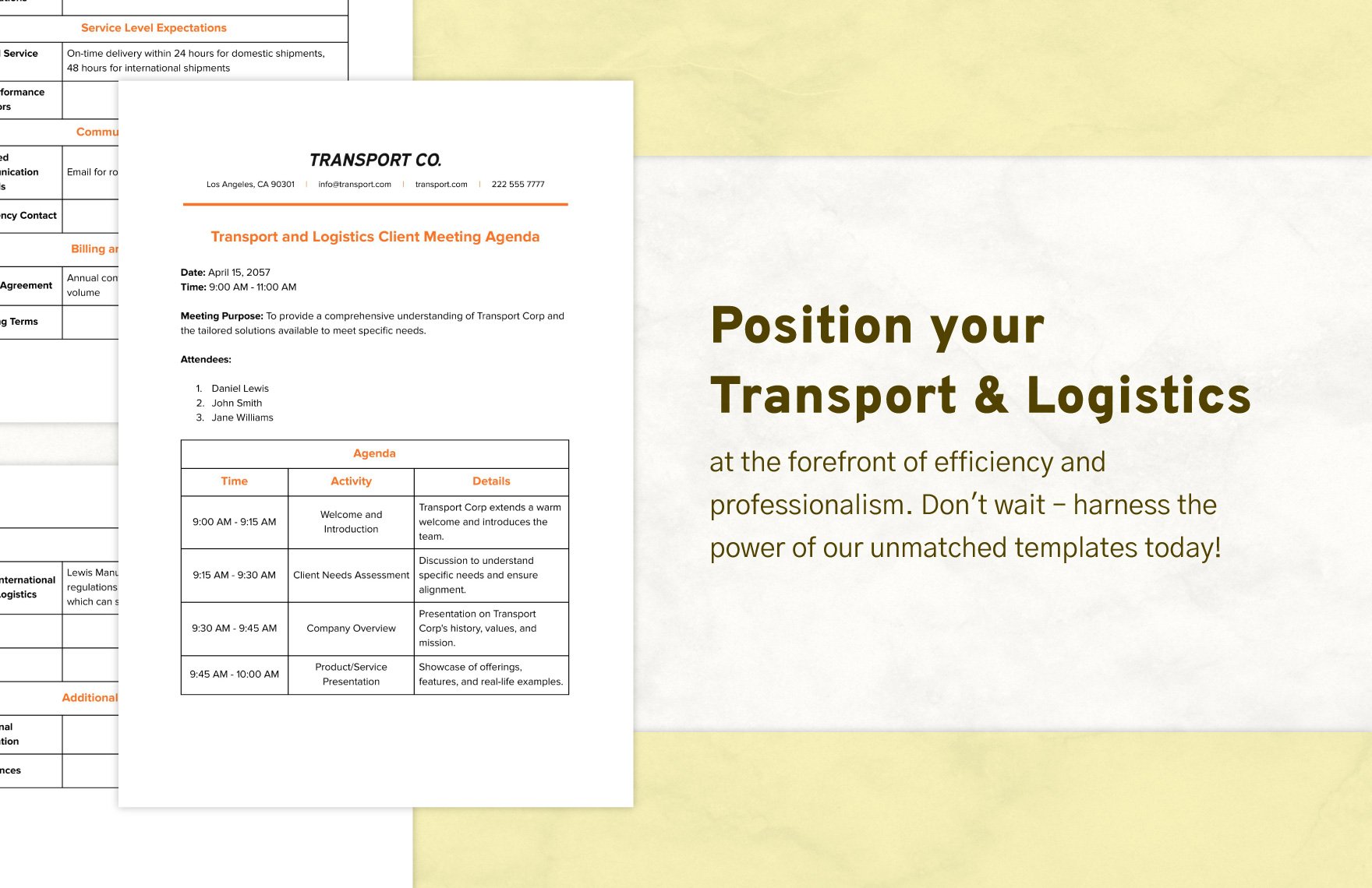 Transport and Logistics Client Profile Template