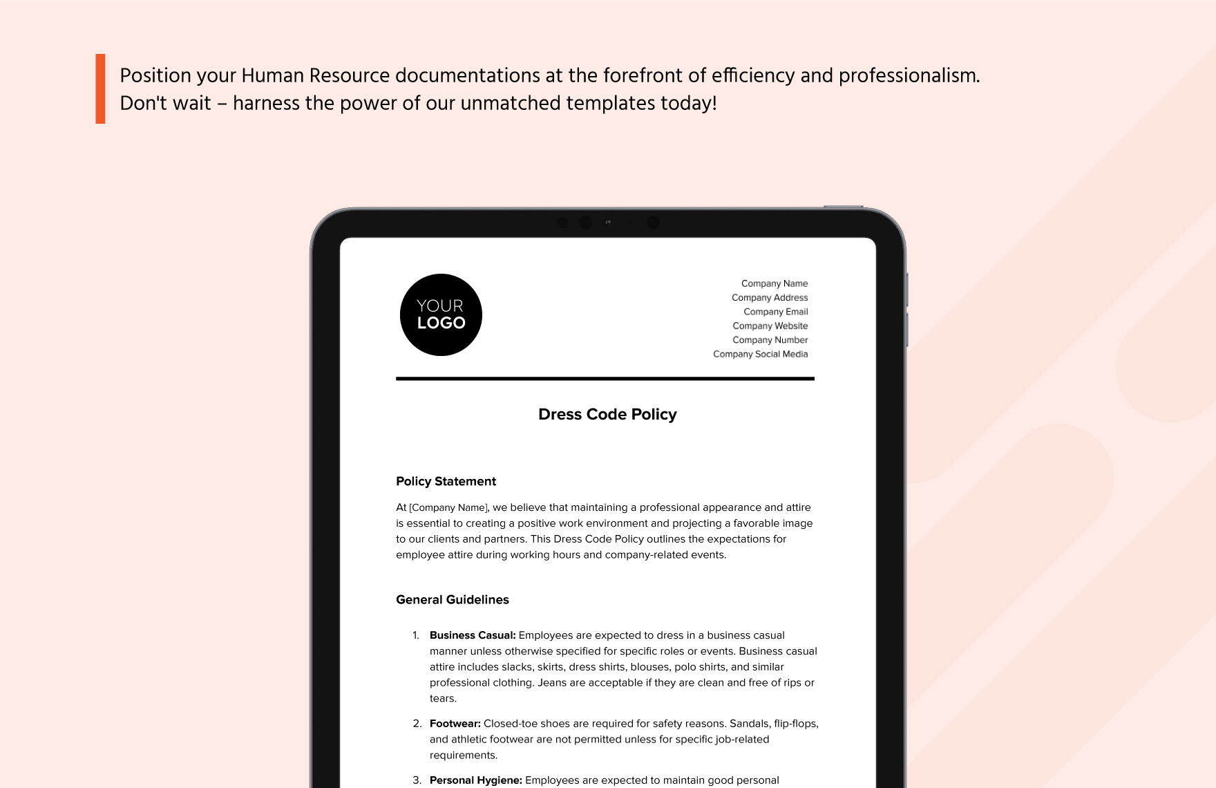 Dress Code Policy HR Template