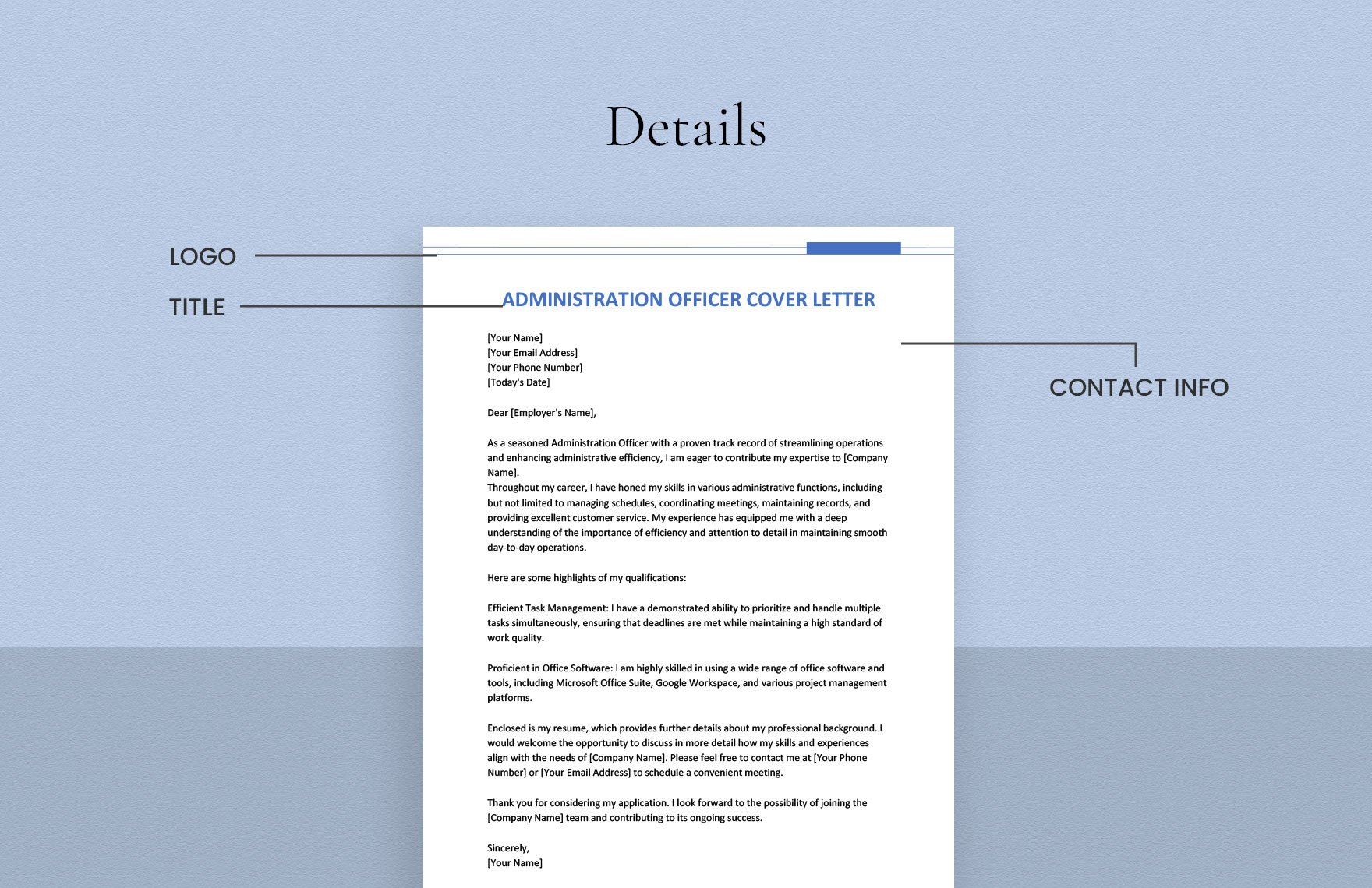 Administration Officer Cover Letter