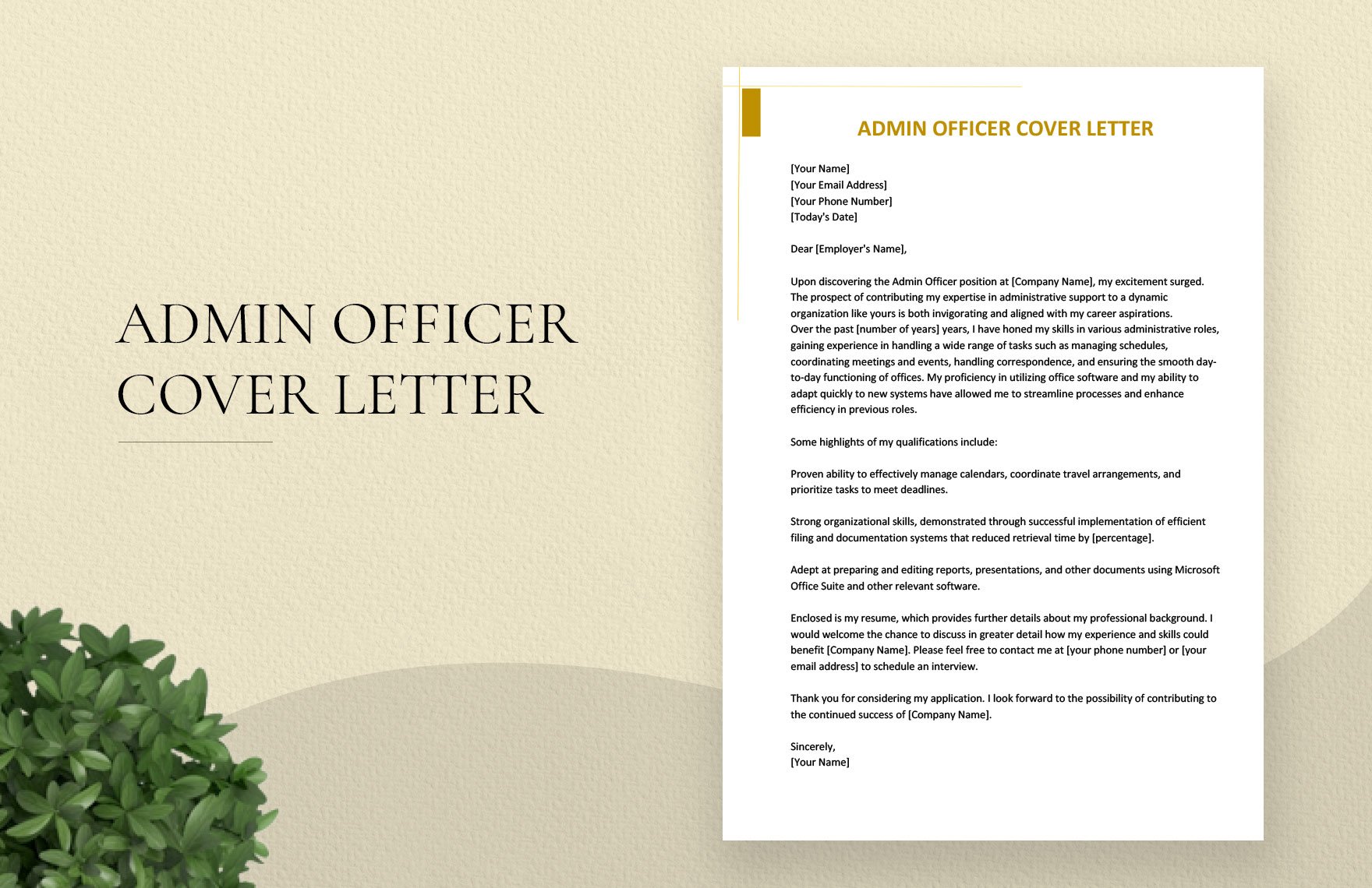 Admin Officer Cover Letter