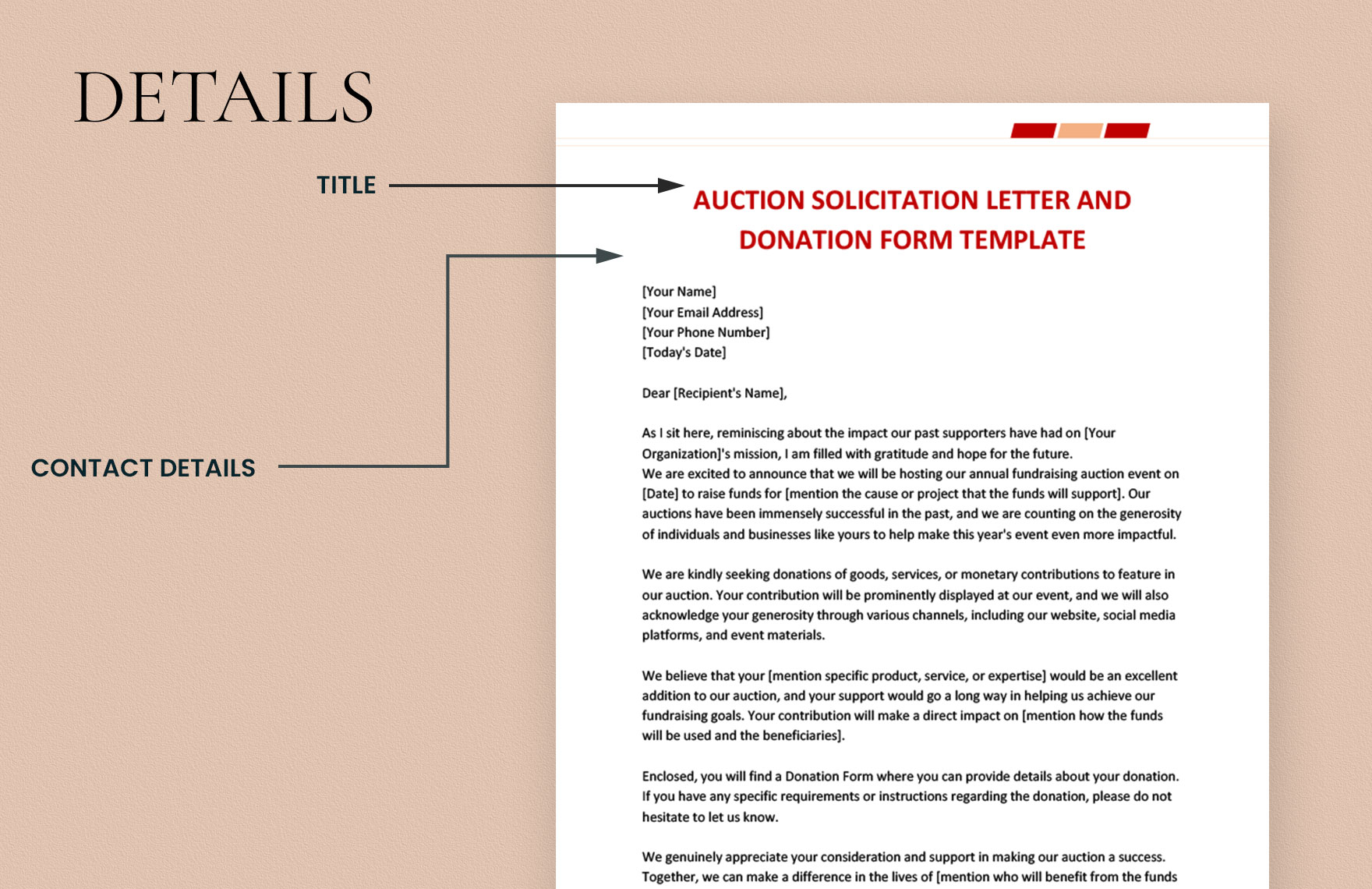 Auction Solicitation Letter and Donation Form Template
