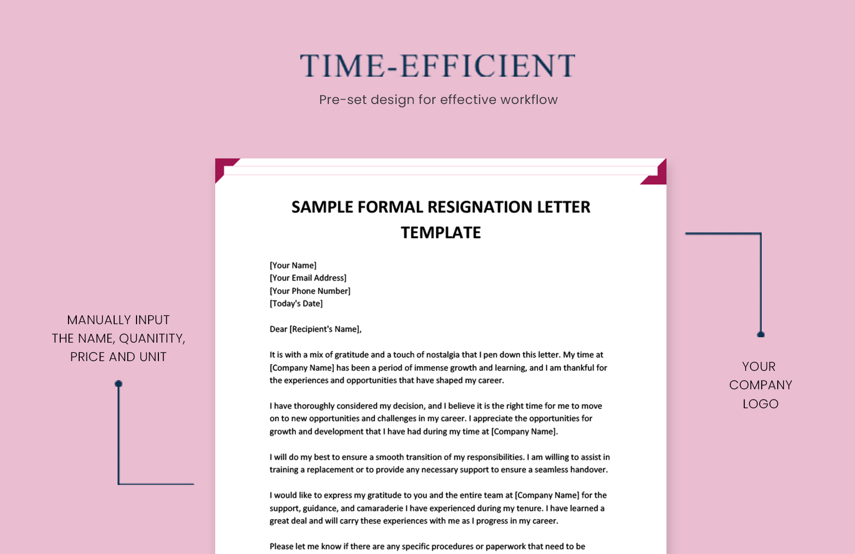 Sample Formal Resignation Letter Template