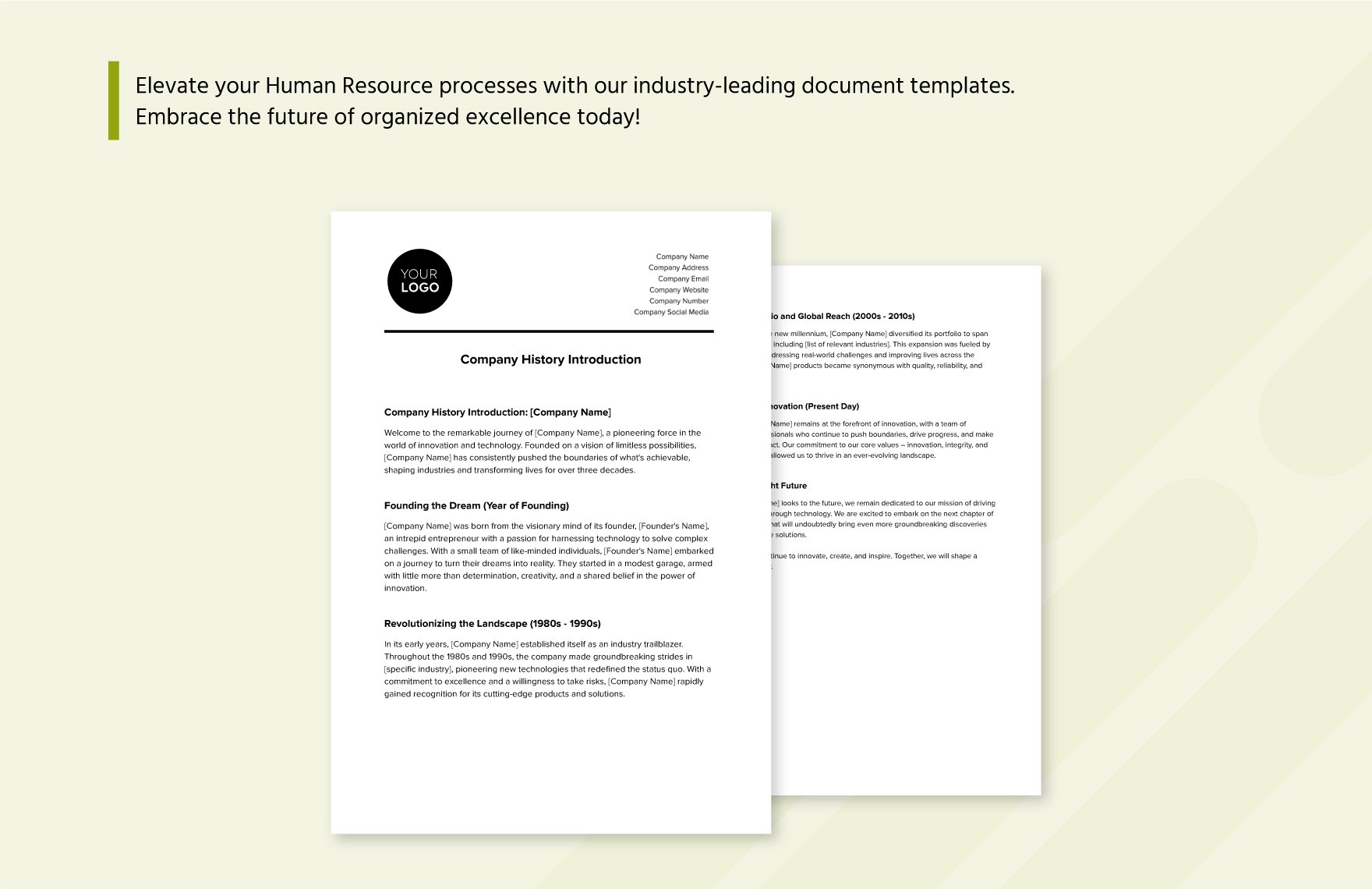 Company History Introduction HR Template