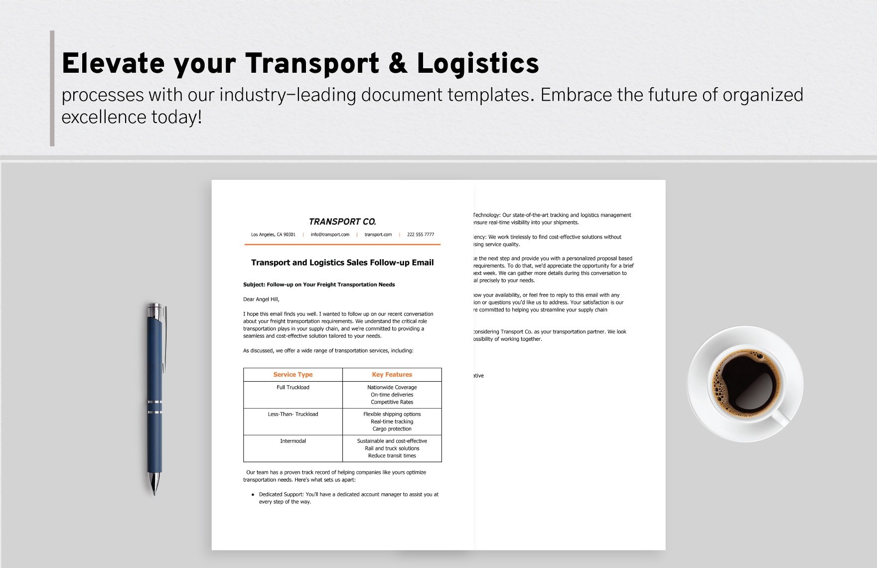 Transport and Logistics Sales Follow-up Email Template