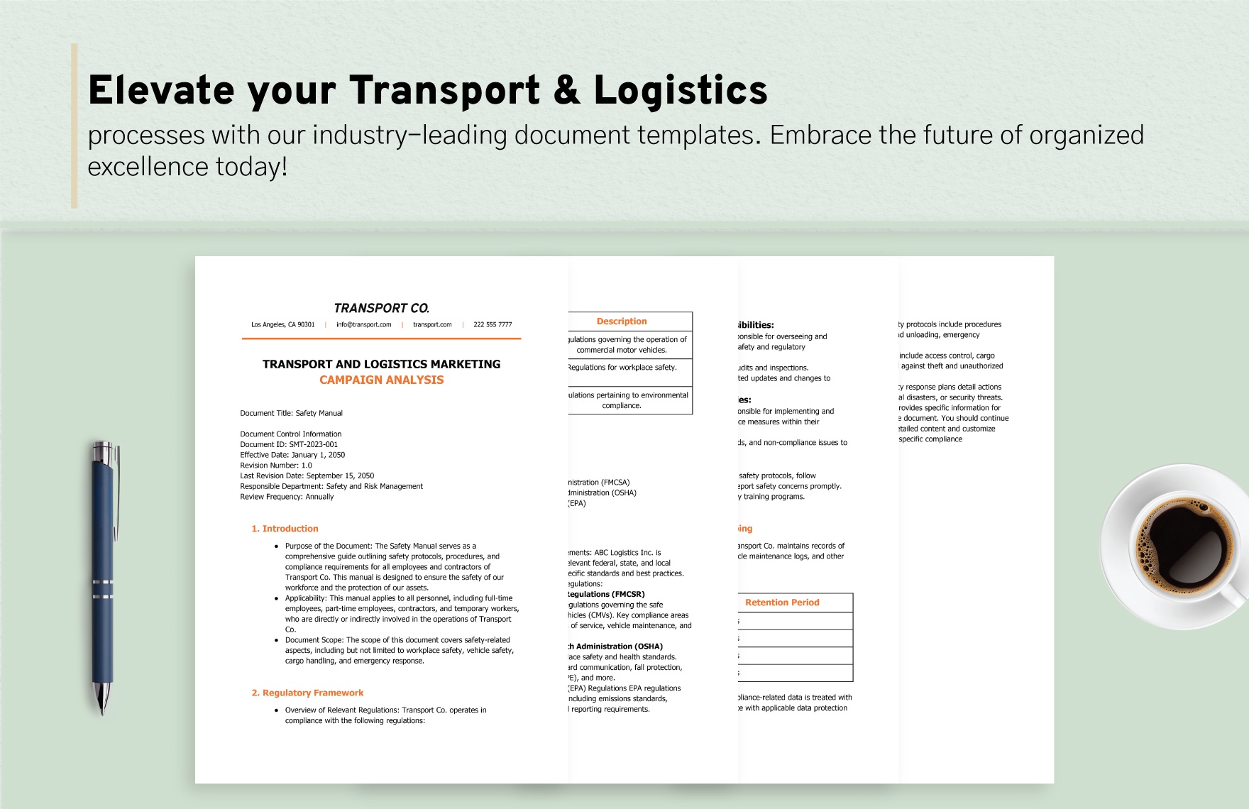 Transport and Logistics Compliance Document Template