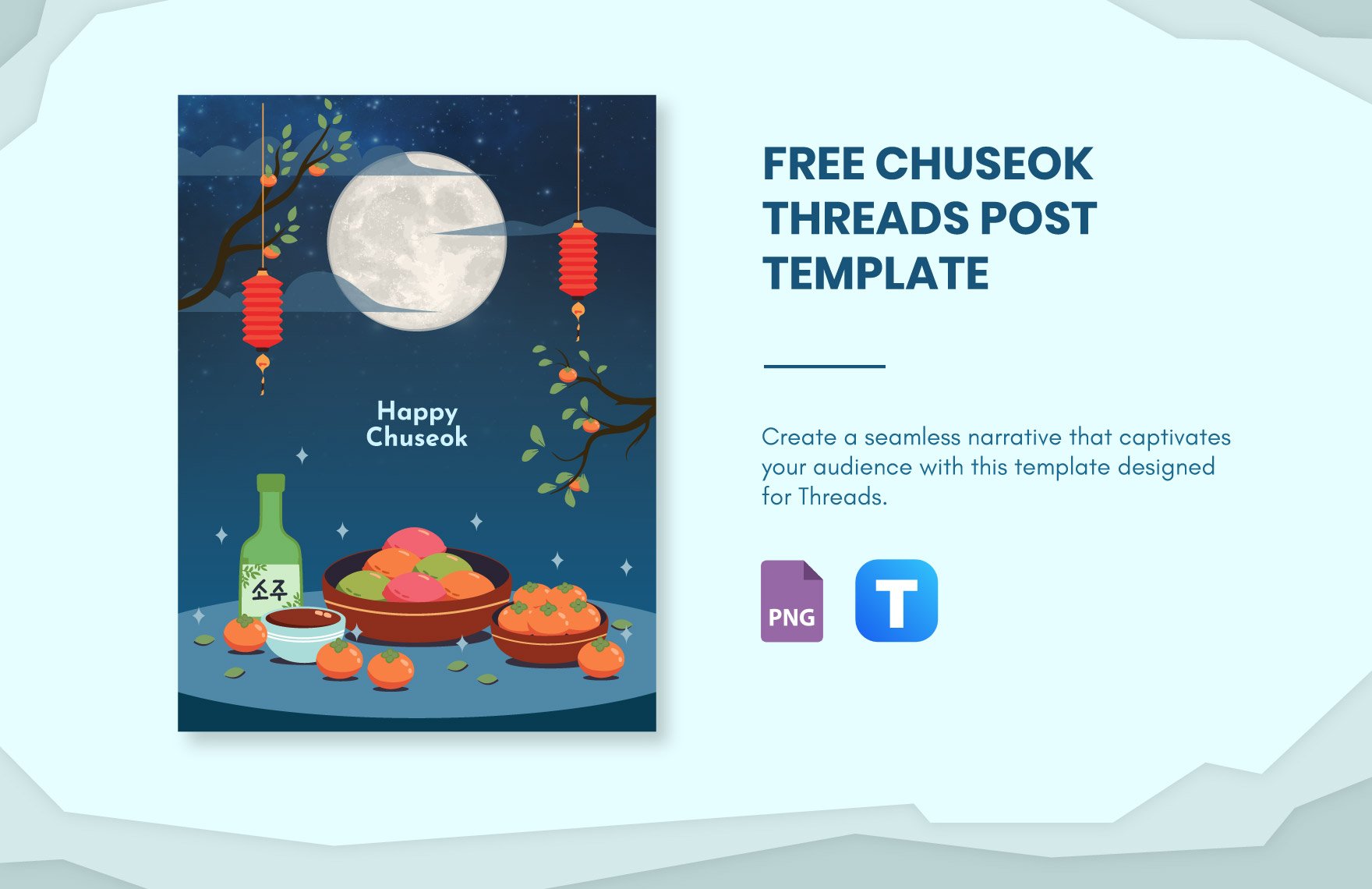 Free Chuseok Threads Post Template in PNG