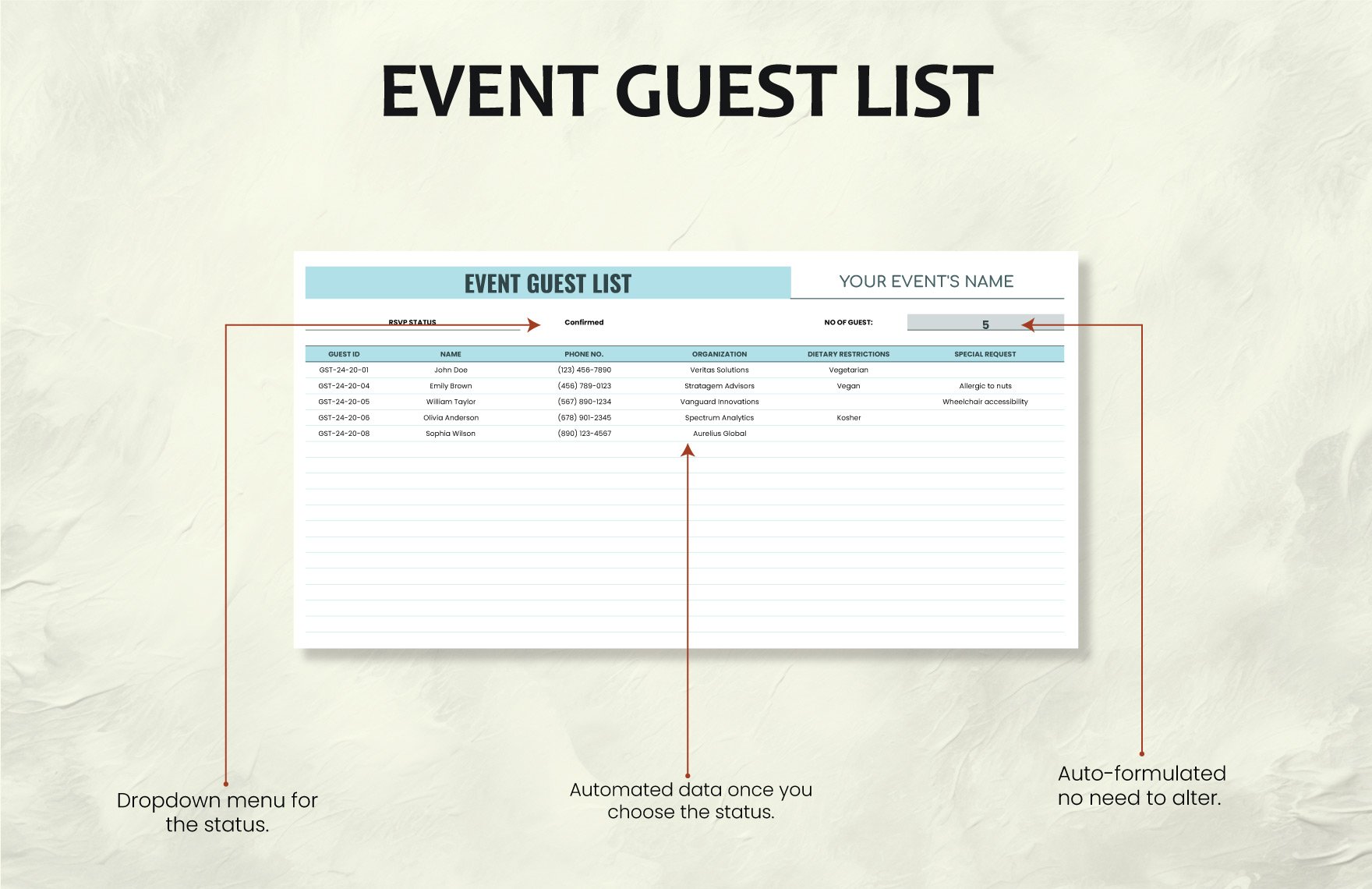 Event Guest List Template
