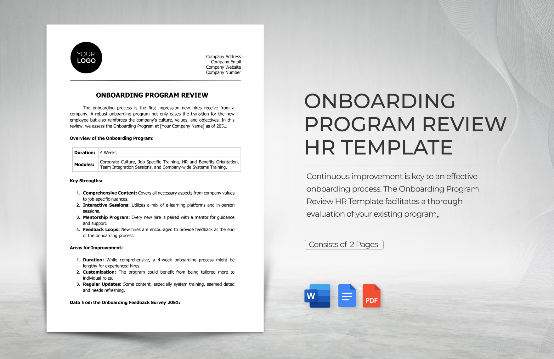 Onboarding Program Review HR Template in Word, Google Docs, PDF
