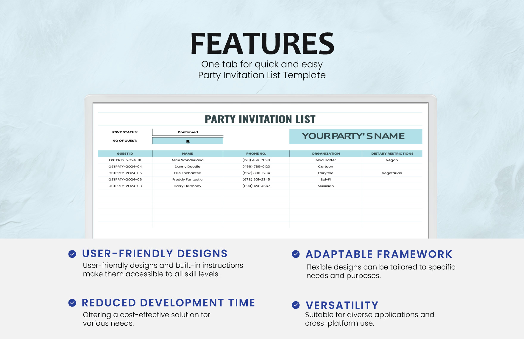 Party Invitation List Template