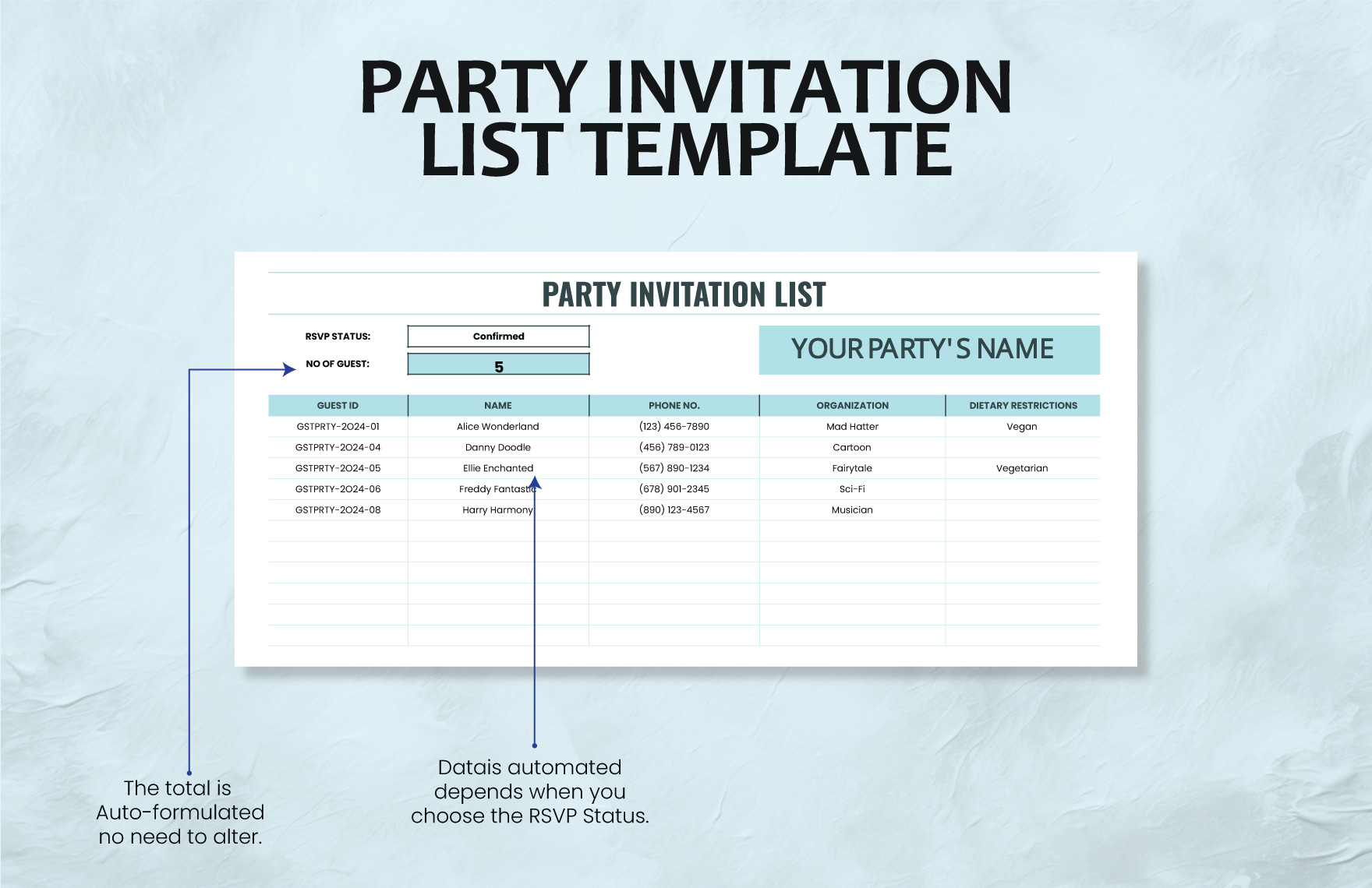 Party Invitation List Template