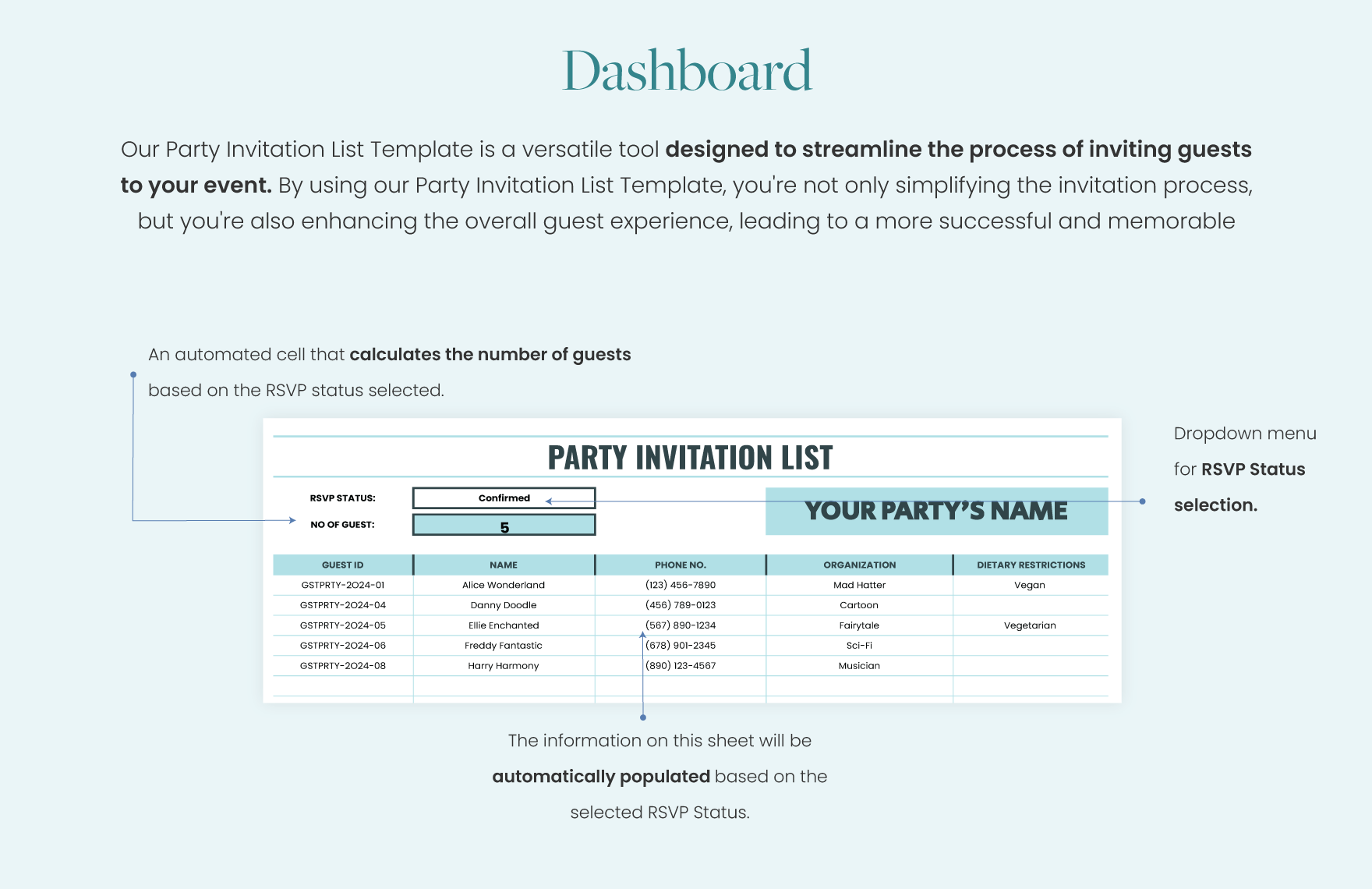 Party Invitation List Template