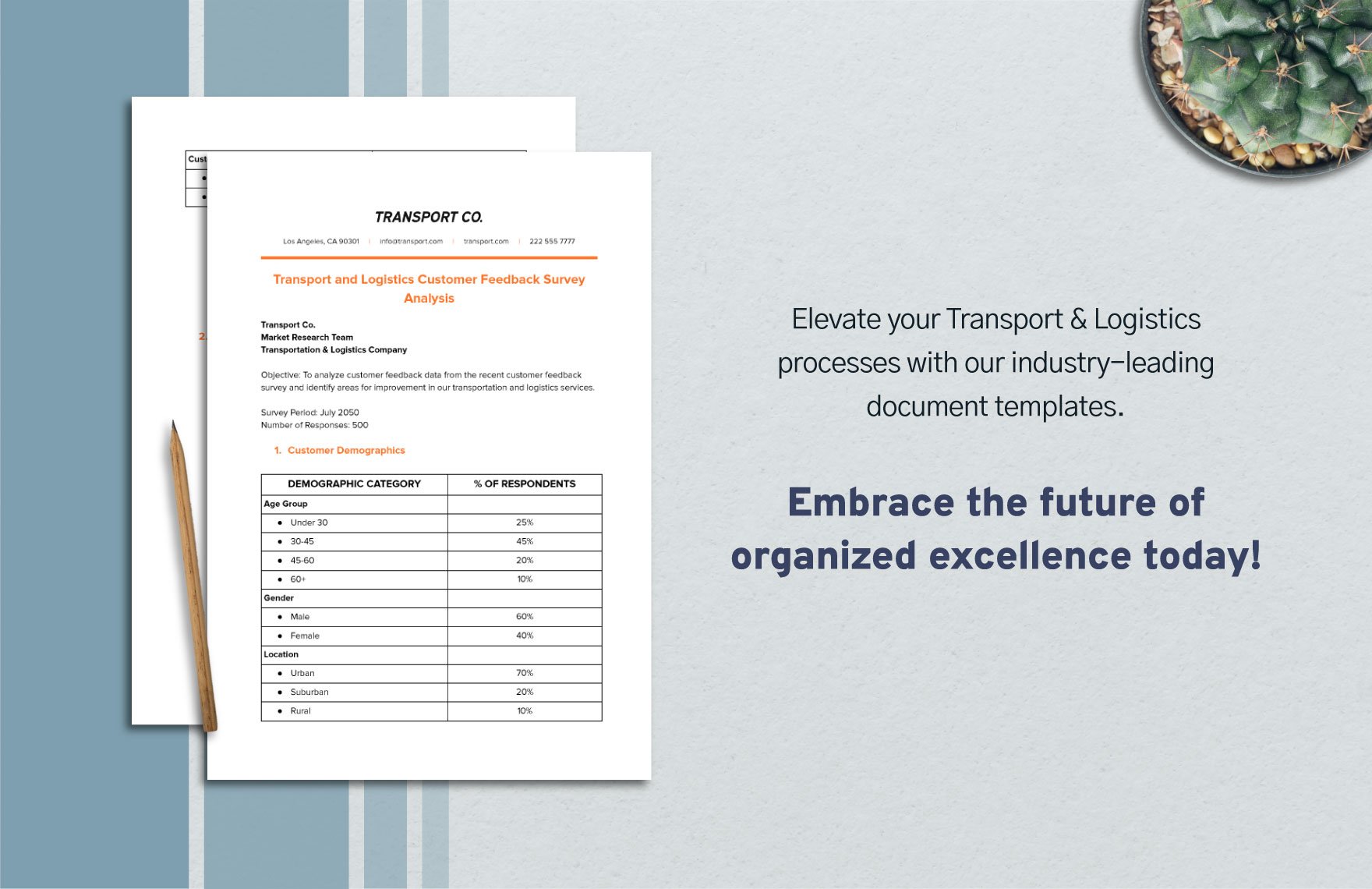 Transport and Logistics Customer Feedback Survey Analysis Template