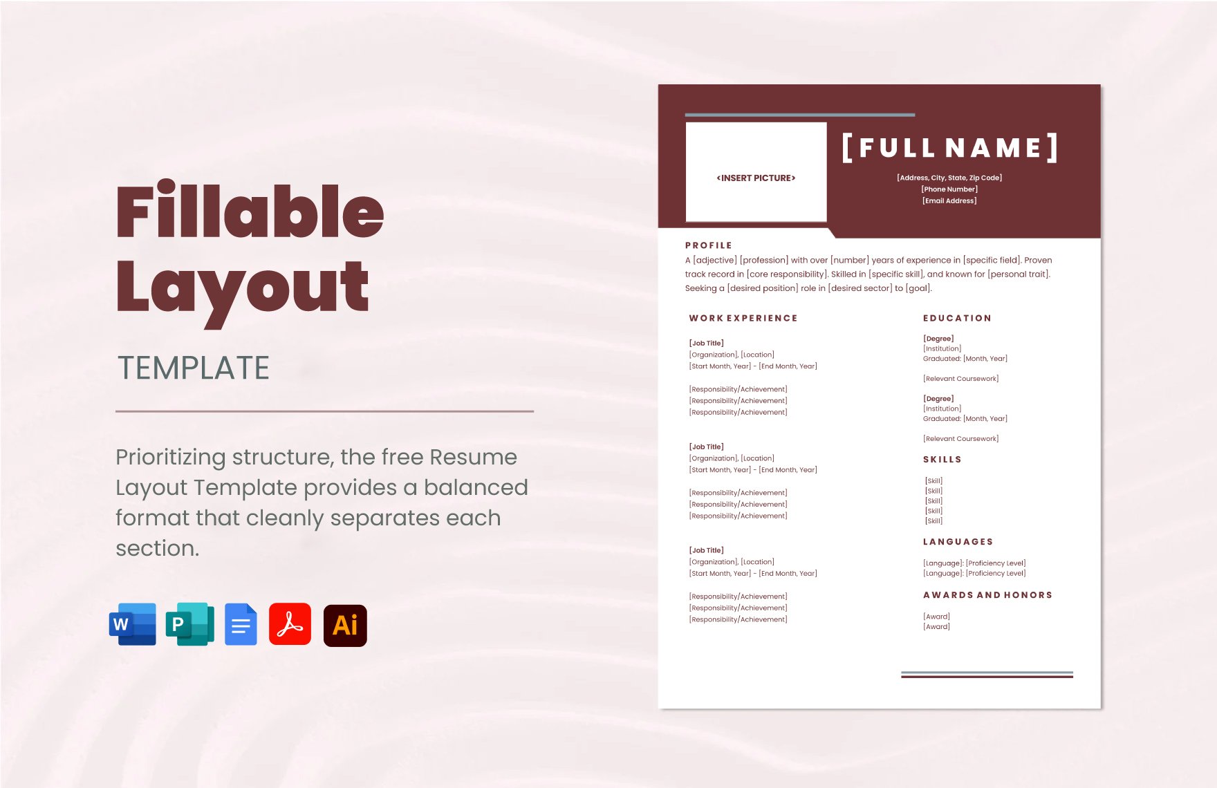 Free Fillable Resume Template