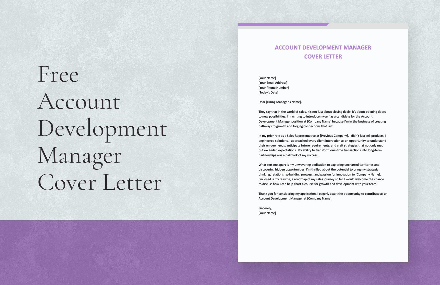 Account Development Manager Cover Letter