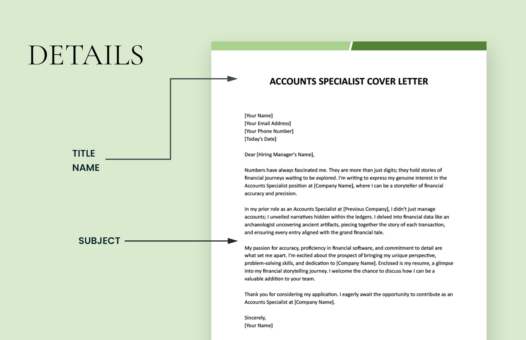 Accounts Specialist Cover Letter