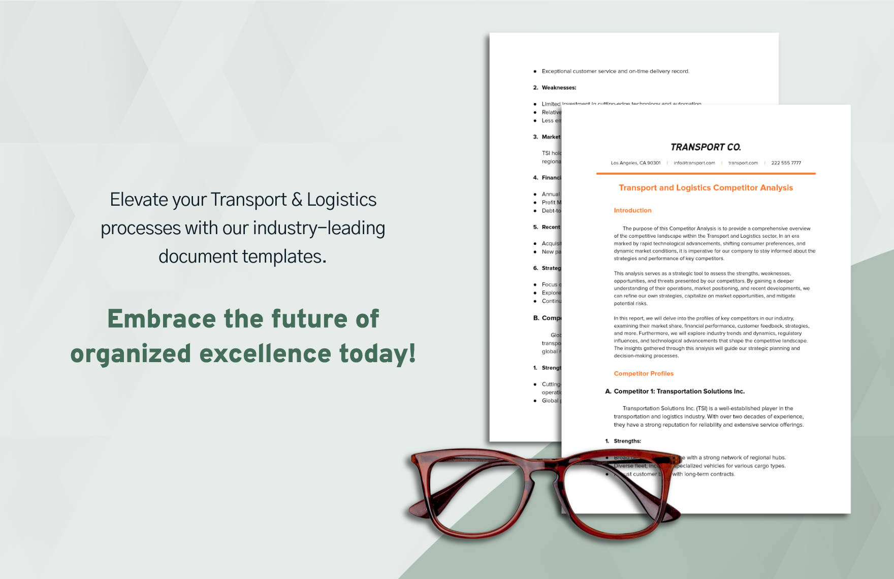 Transport and Logistics Competitor Analysis Template