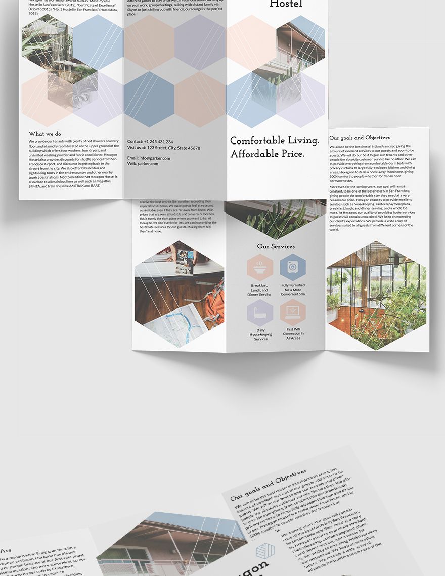 Hostel Tri Fold Brochure Template
