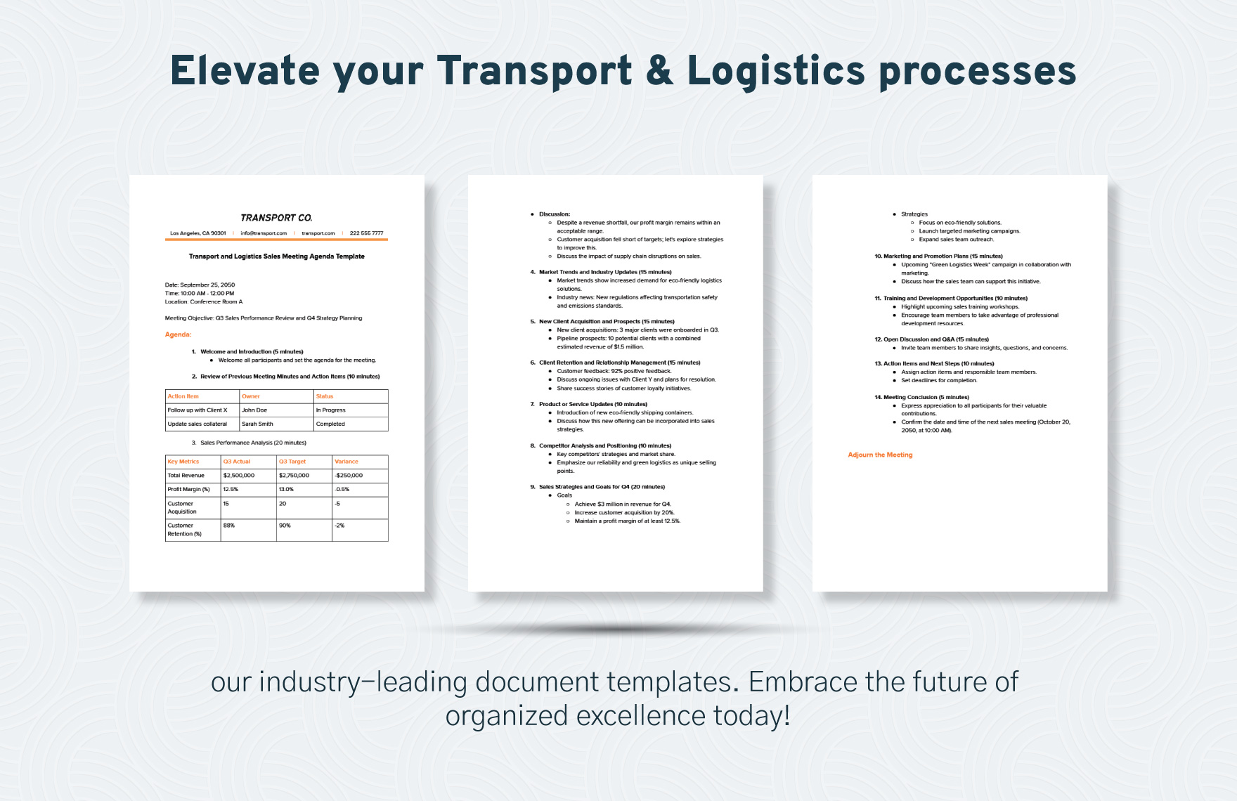Transport and Logistics Sales Meeting Agenda Template