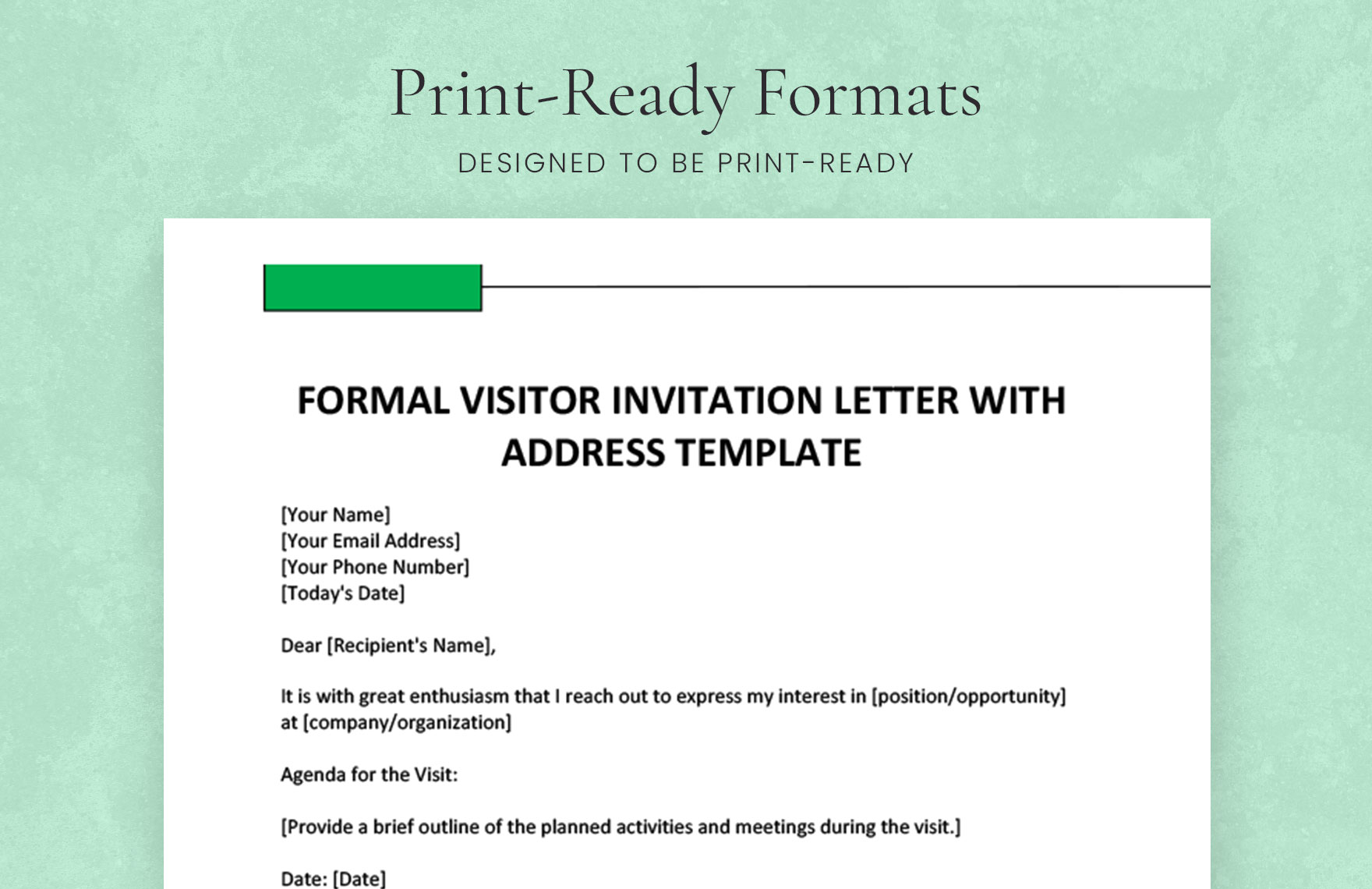 Formal Visitor Invitation Letter with Address Template