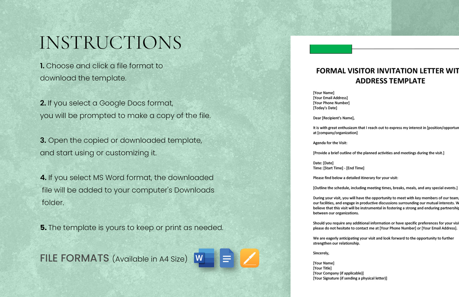 Formal Visitor Invitation Letter with Address Template