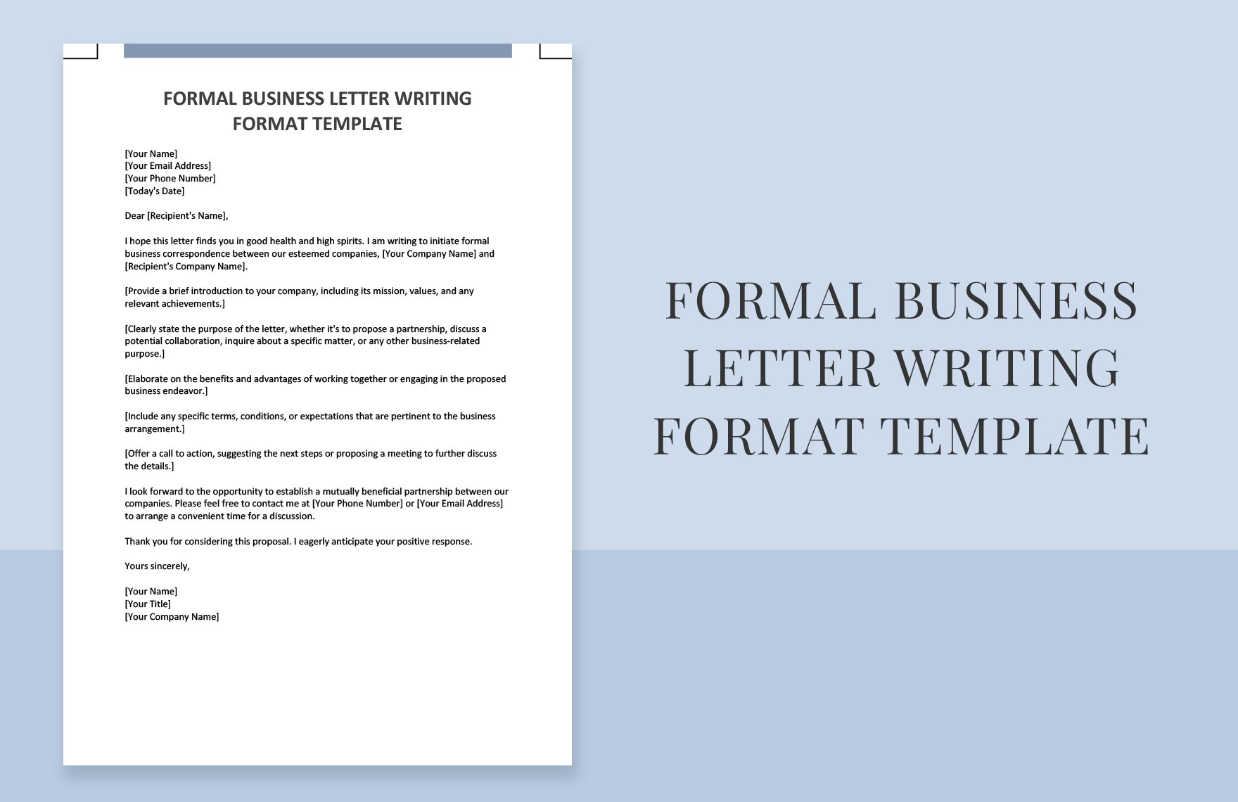 Formal Business Letter Writing Format Template