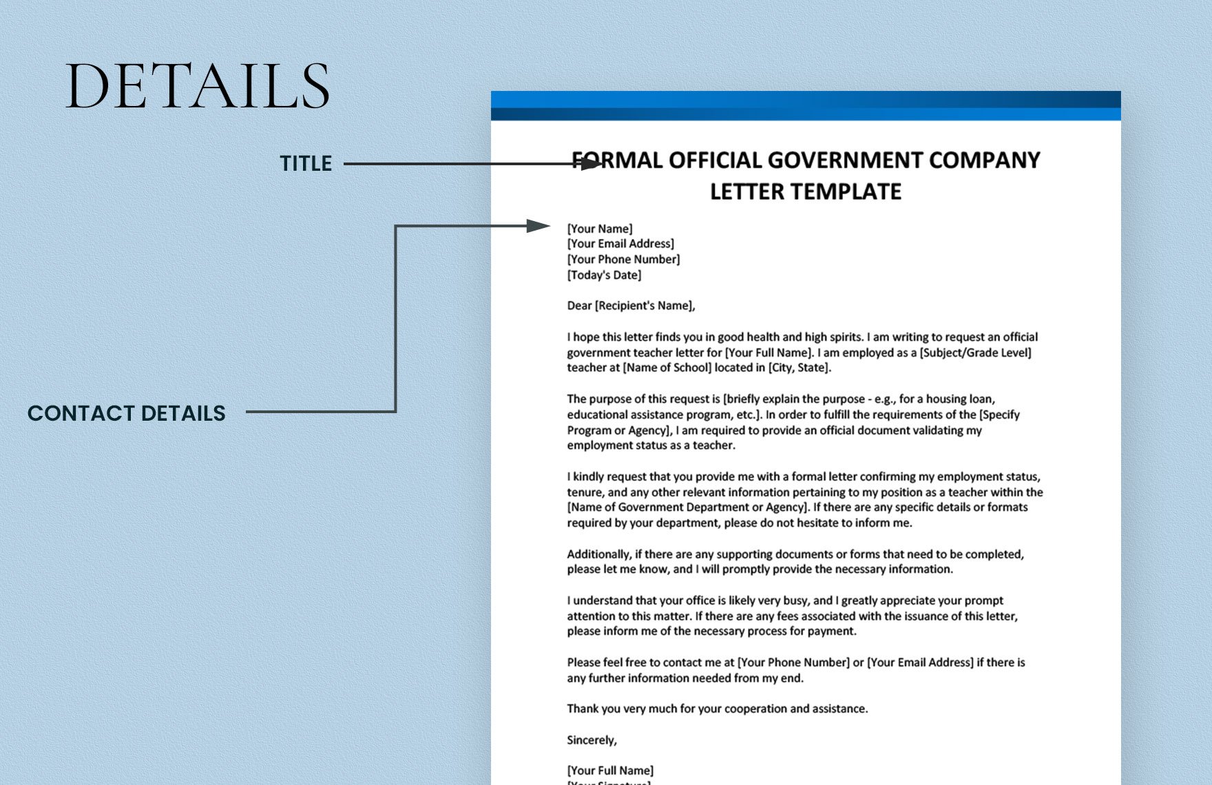 Formal Official Government Company Letter Template