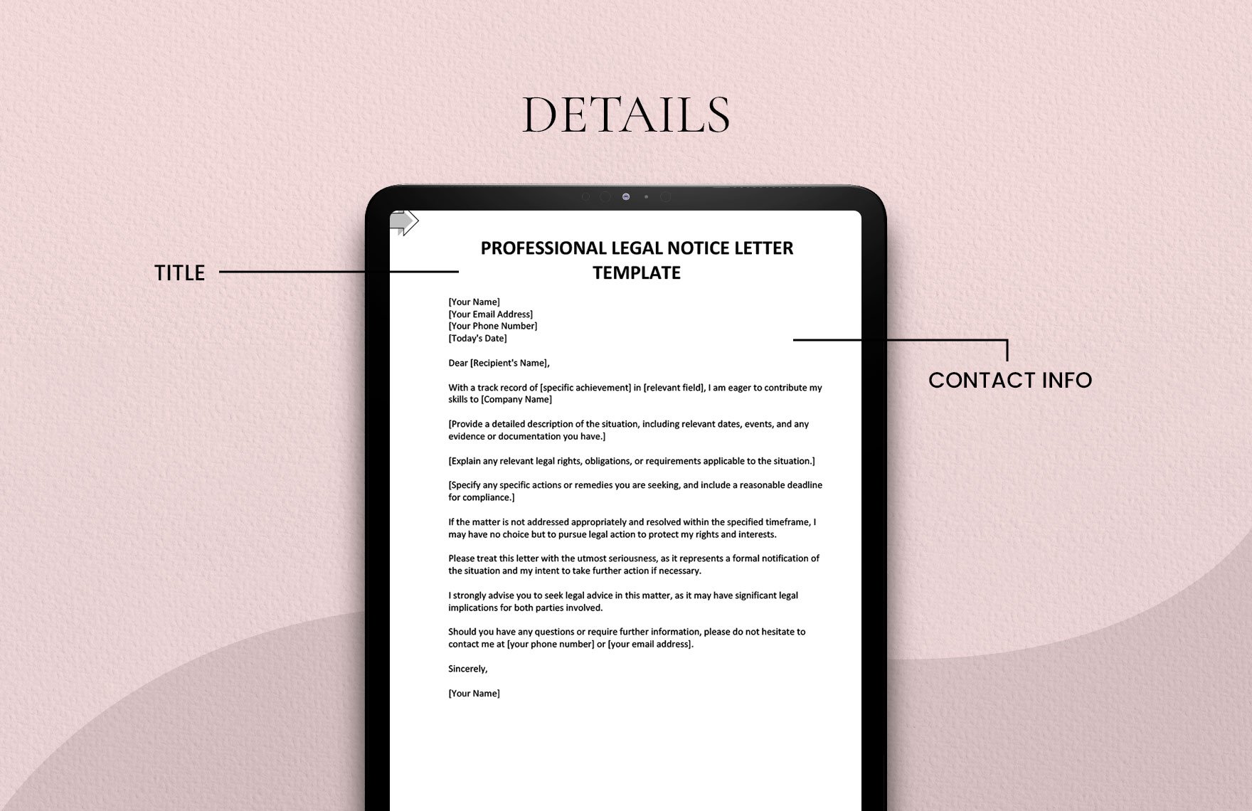 Professional Legal Notice Letter Template