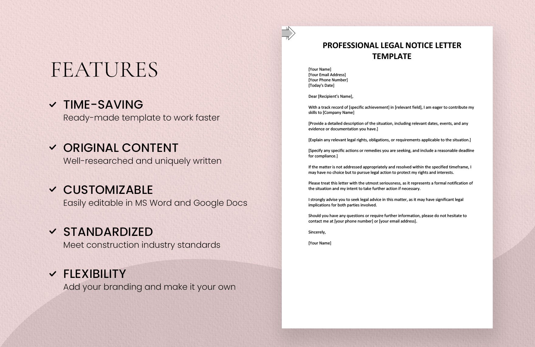 Professional Legal Notice Letter Template