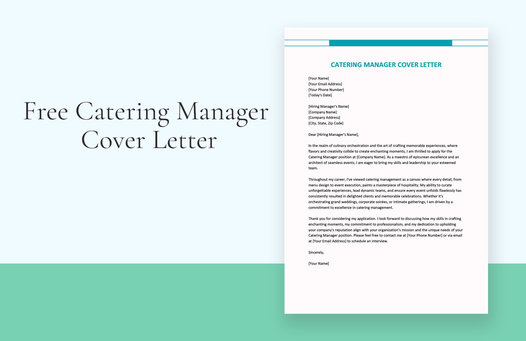 Catering Manager Cover Letter