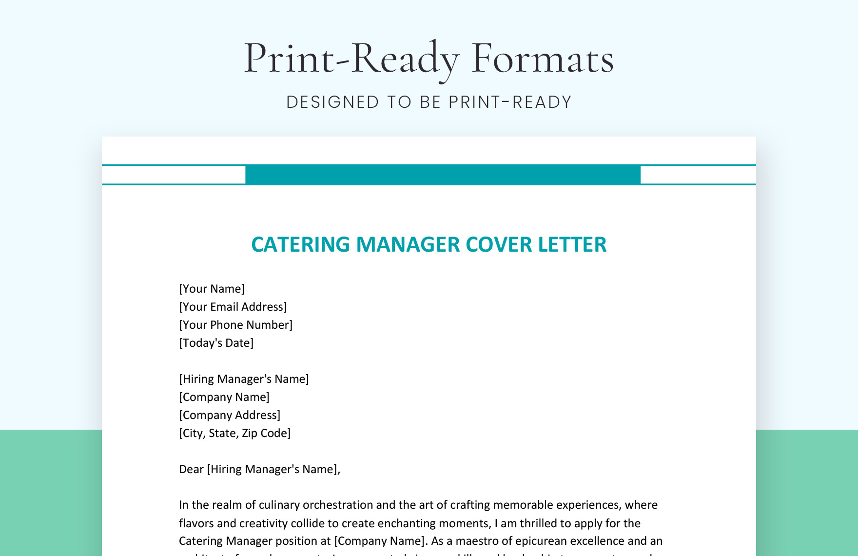 Catering Manager Cover Letter