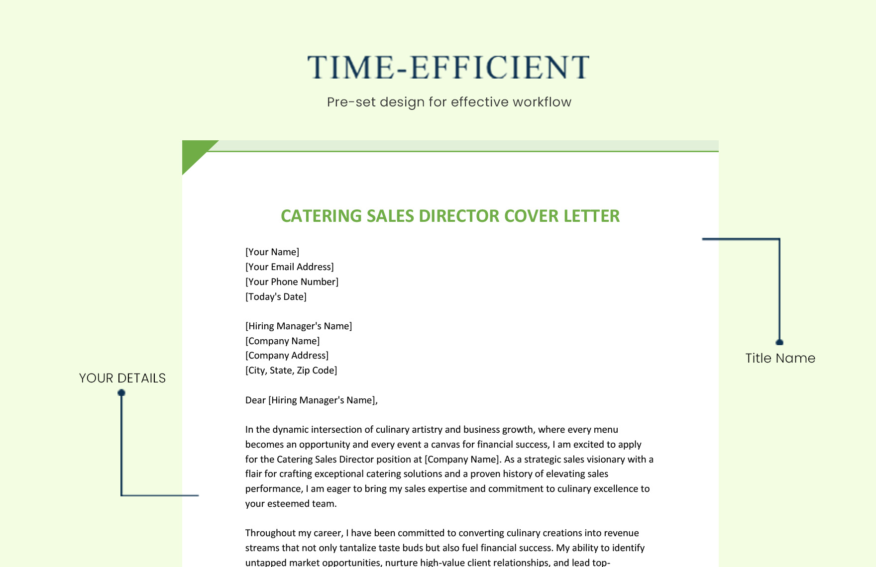 Catering Sales Director Cover Letter