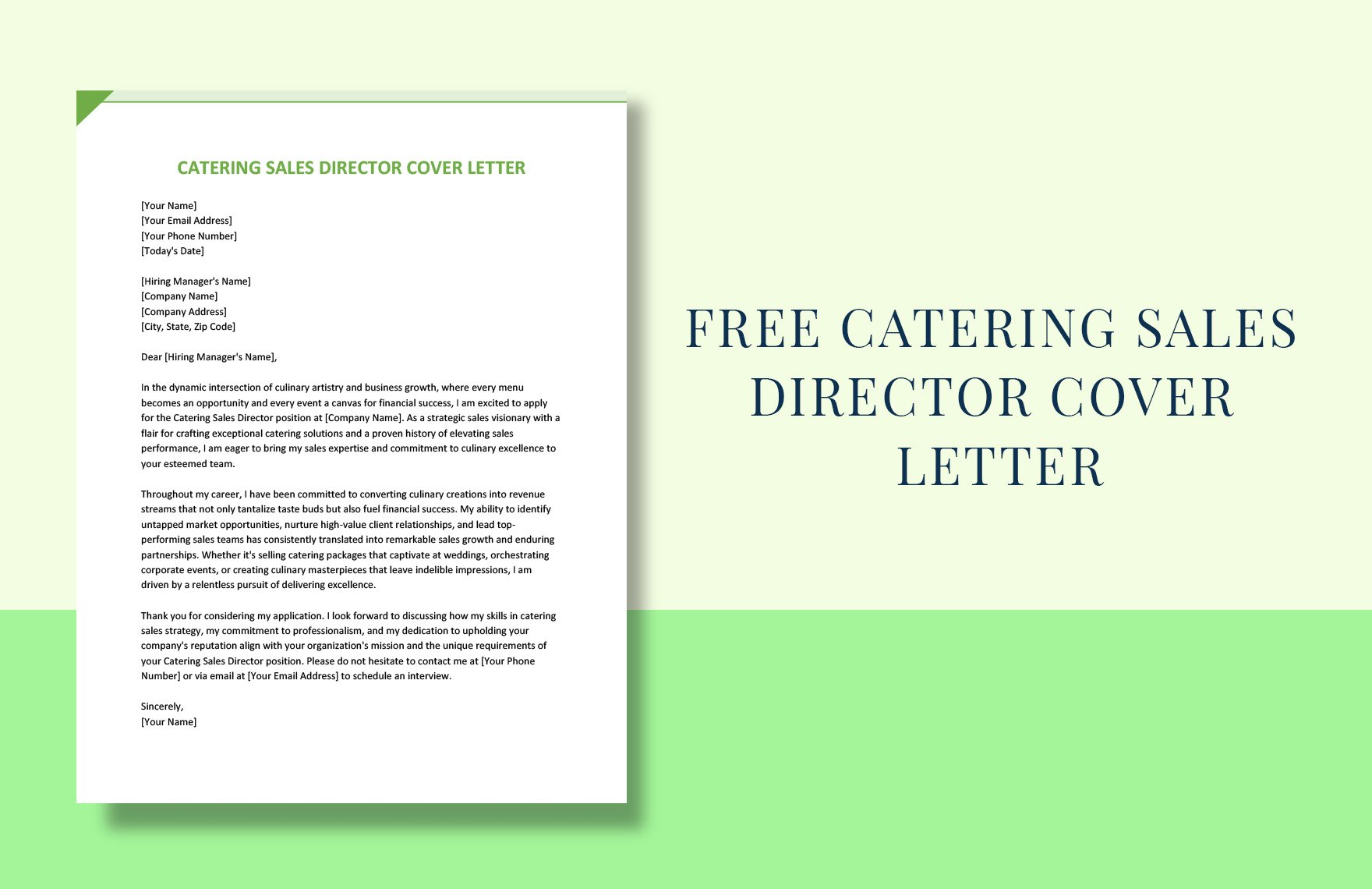 Catering Sales Director Cover Letter