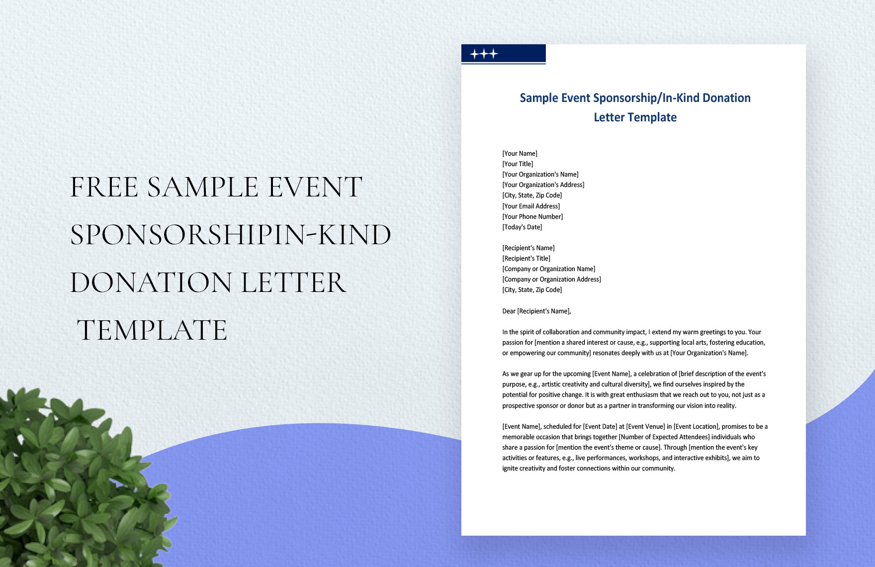 Sample Event Sponsorship/In-Kind Donation Letter Template