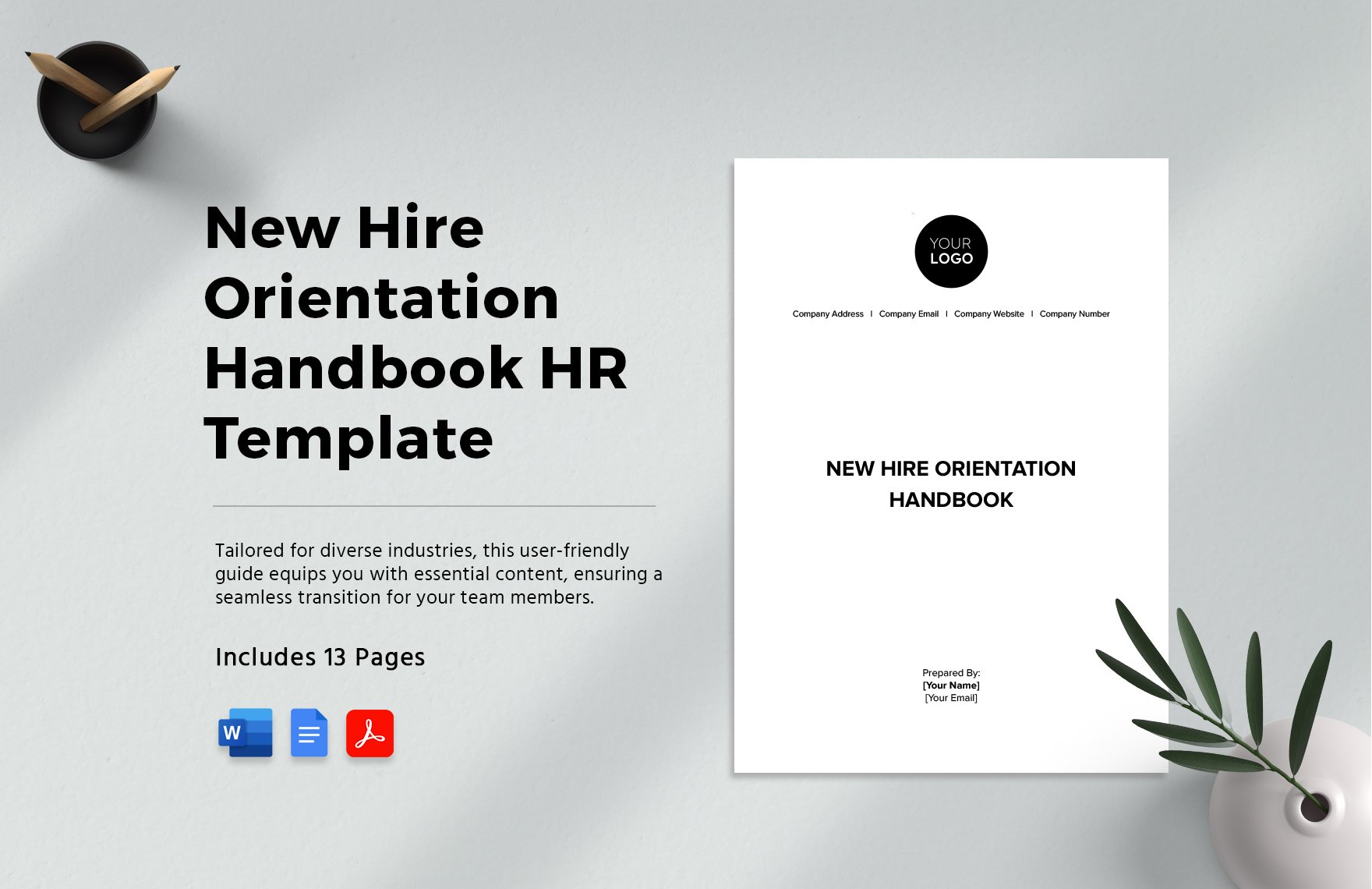 New Hire Orientation Handbook HR Template in Word, Google Docs, PDF