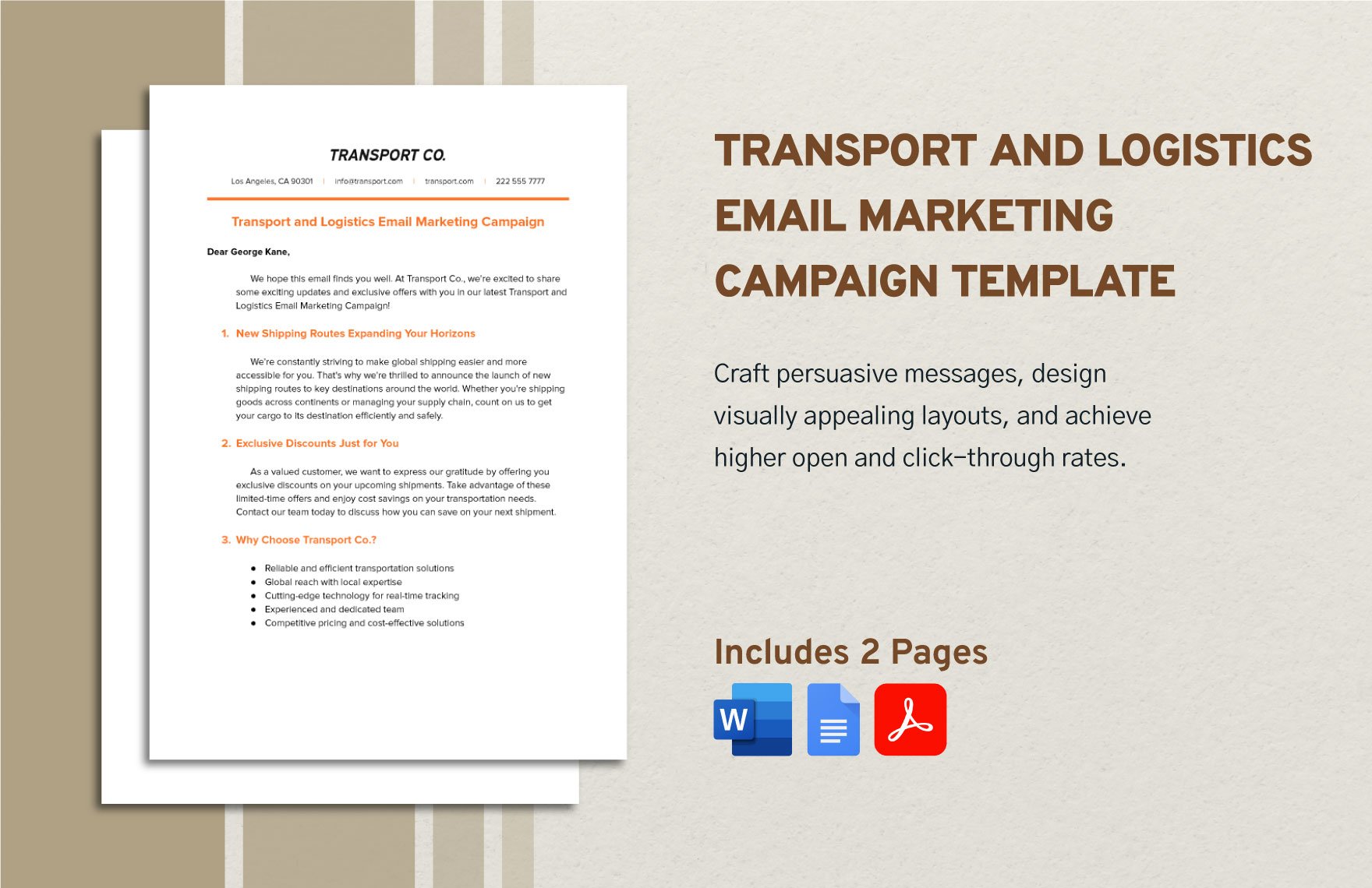 Transport and Logistics Email Marketing Campaign Template
