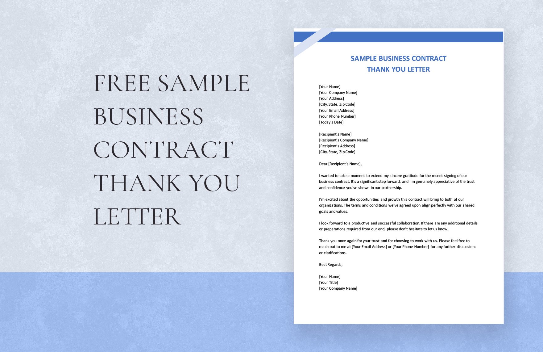 Sample Business Contract Thank You Letter Template