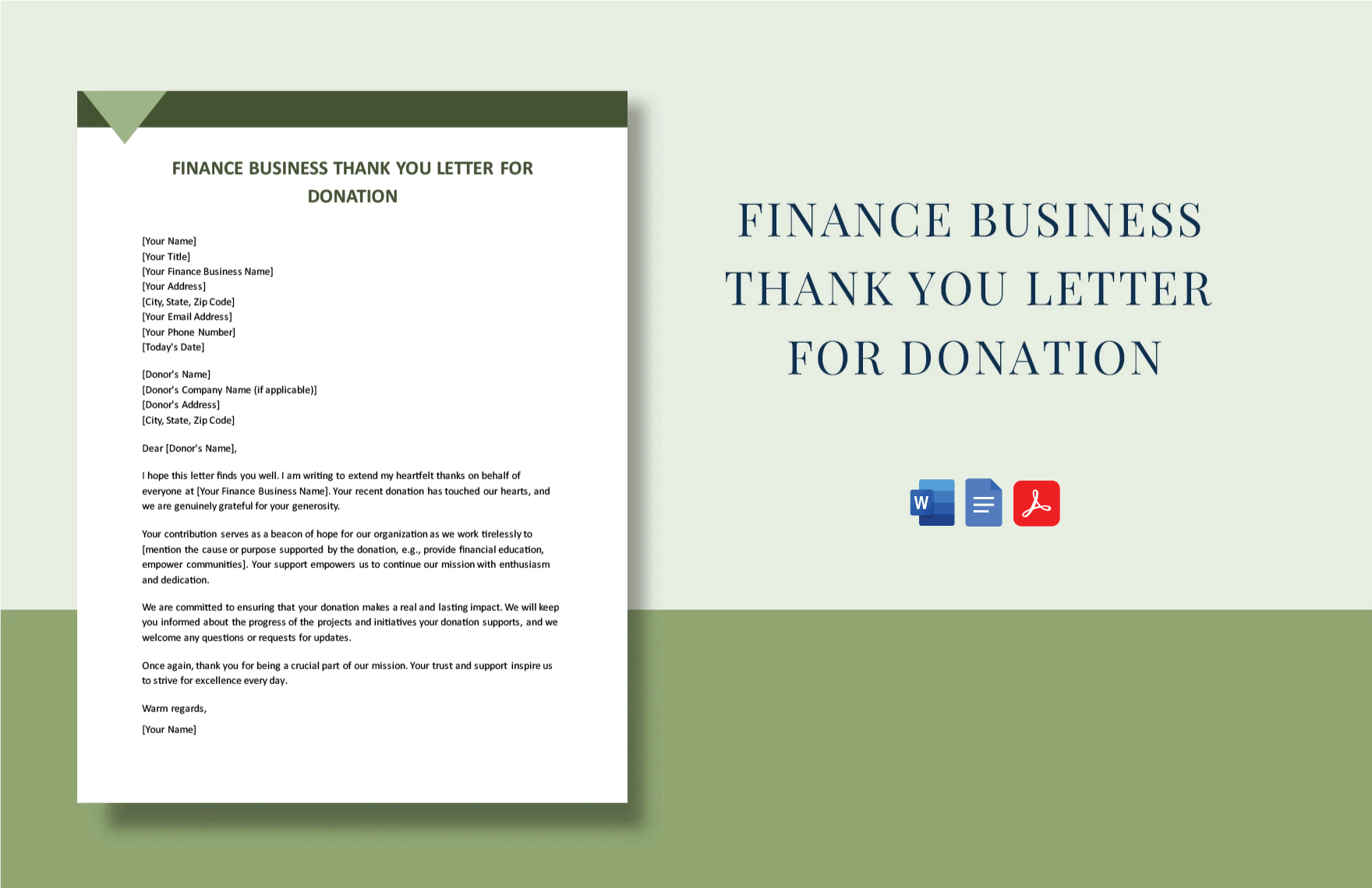 Finance Business Thank You Letter for Donation Template