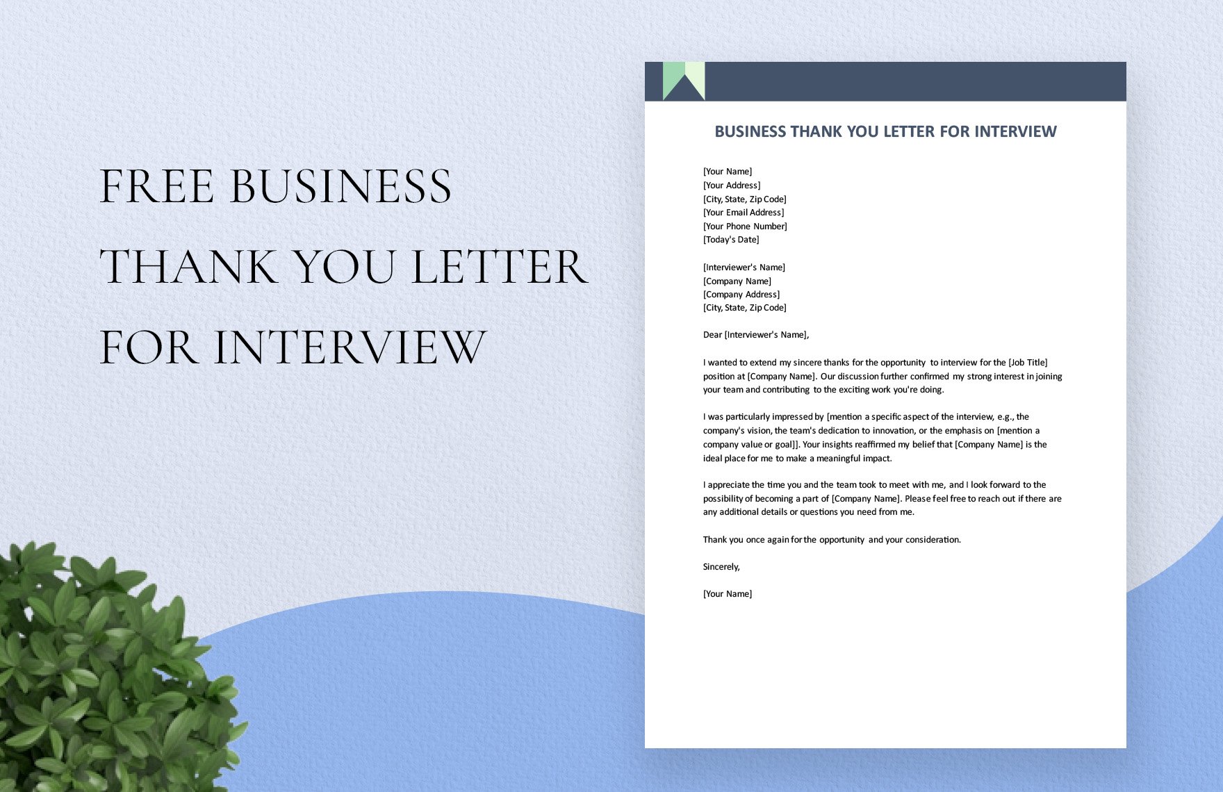 Business Thank You Letter For Interview Template