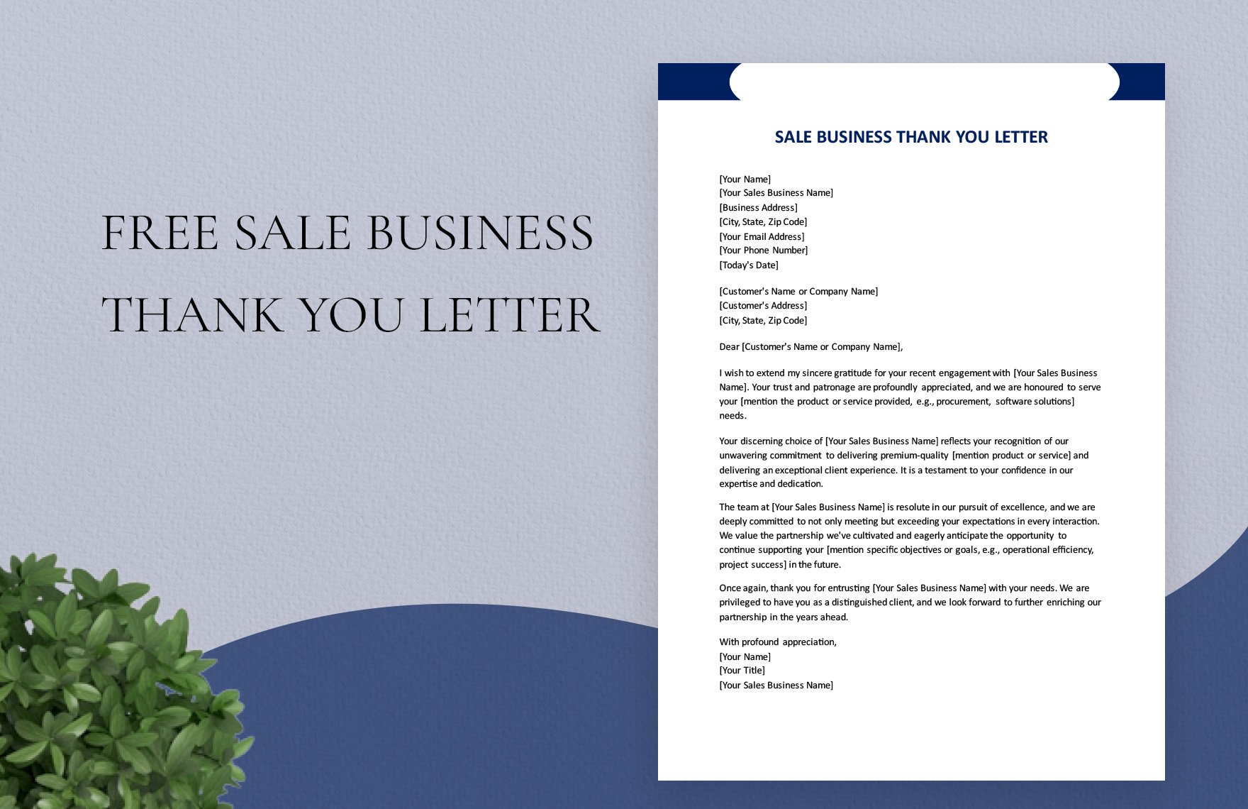 Sale Business Thank You Letter Template