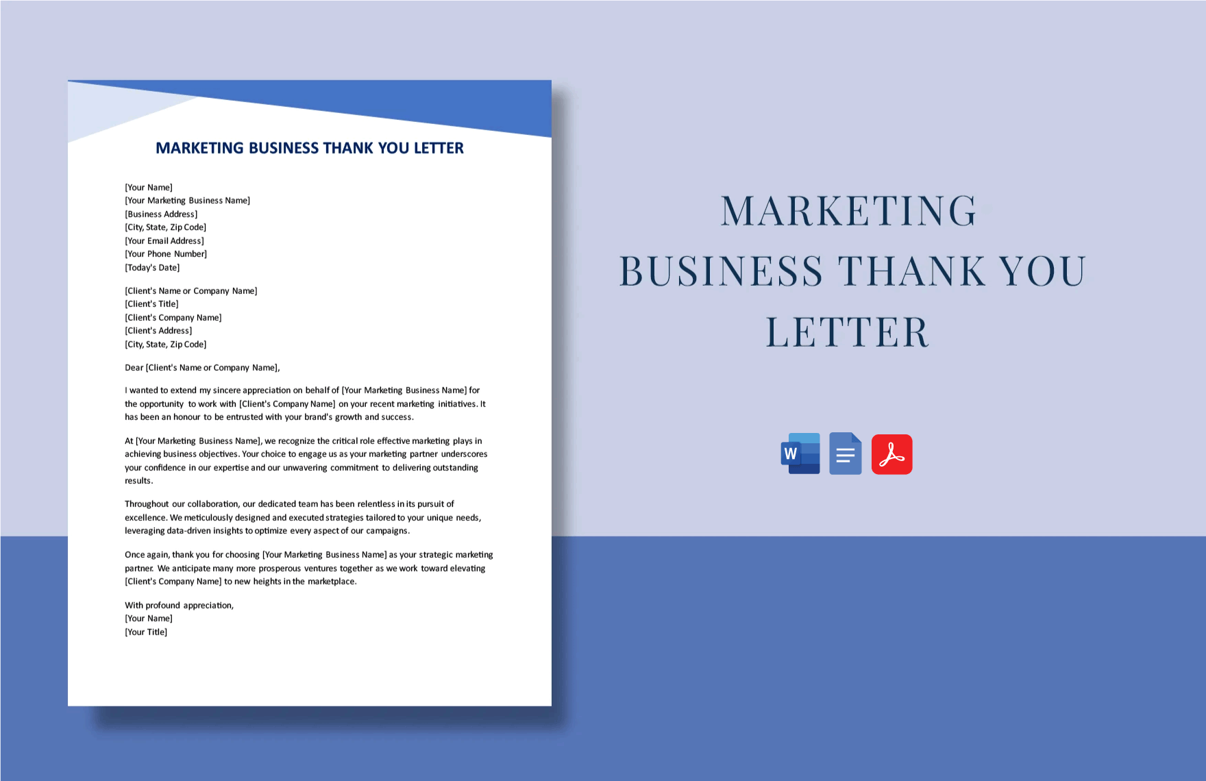 Marketing Business Thank You Letter Template