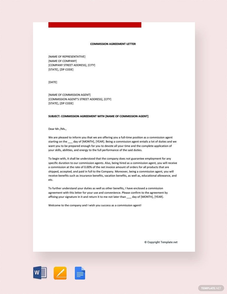 Commission Agreement Letter Template