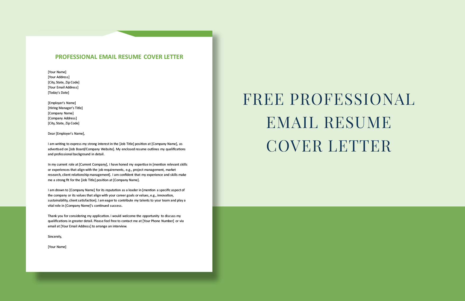 Professional Email Resume Cover Letter Template in Word, PDF, Google