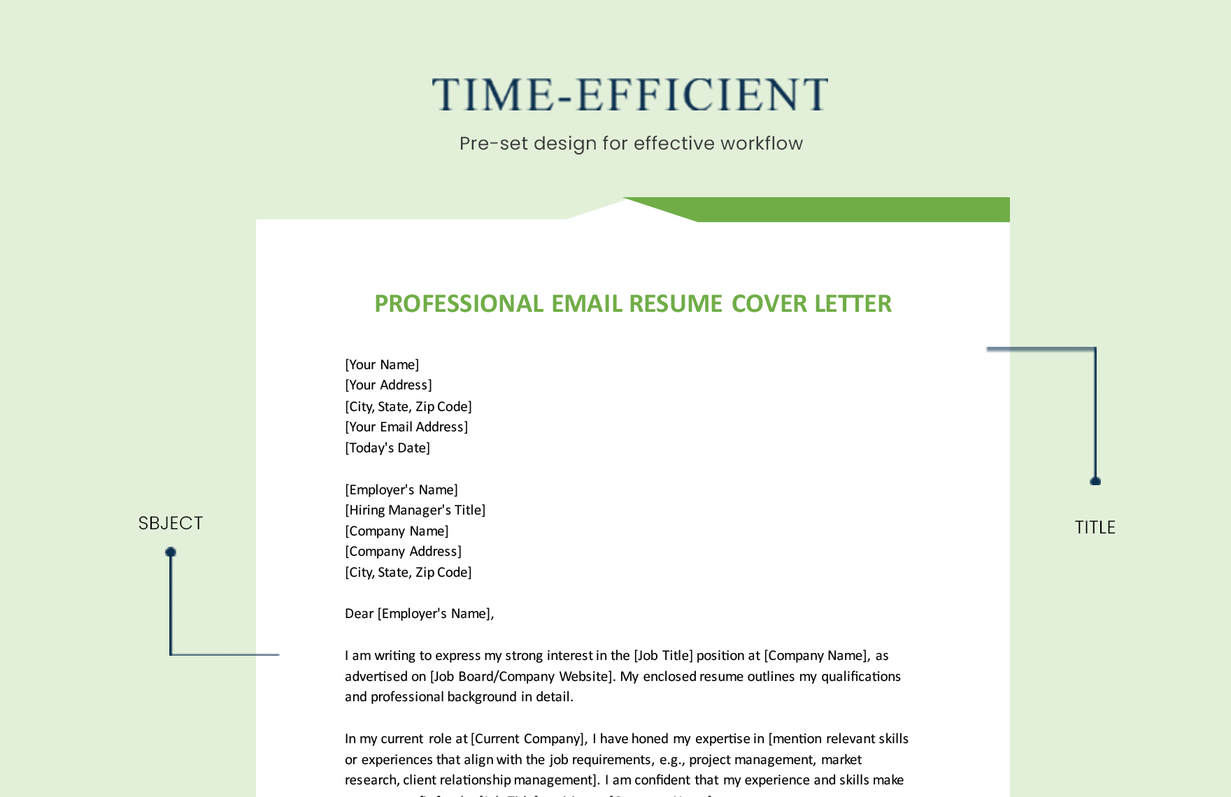Professional Email Resume Cover Letter Template