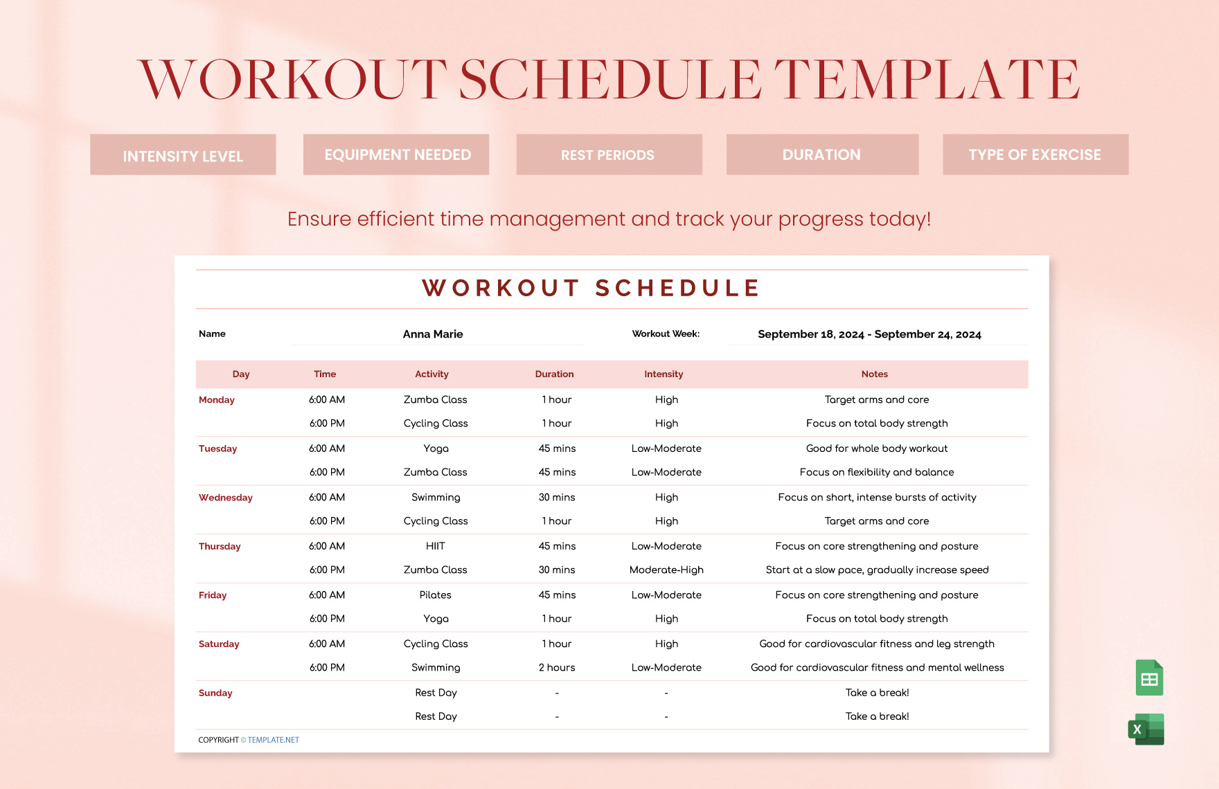 How To Make A Workout Schedule On Google Sheets