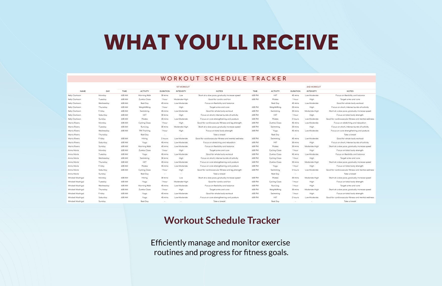 Workout Schedule Template